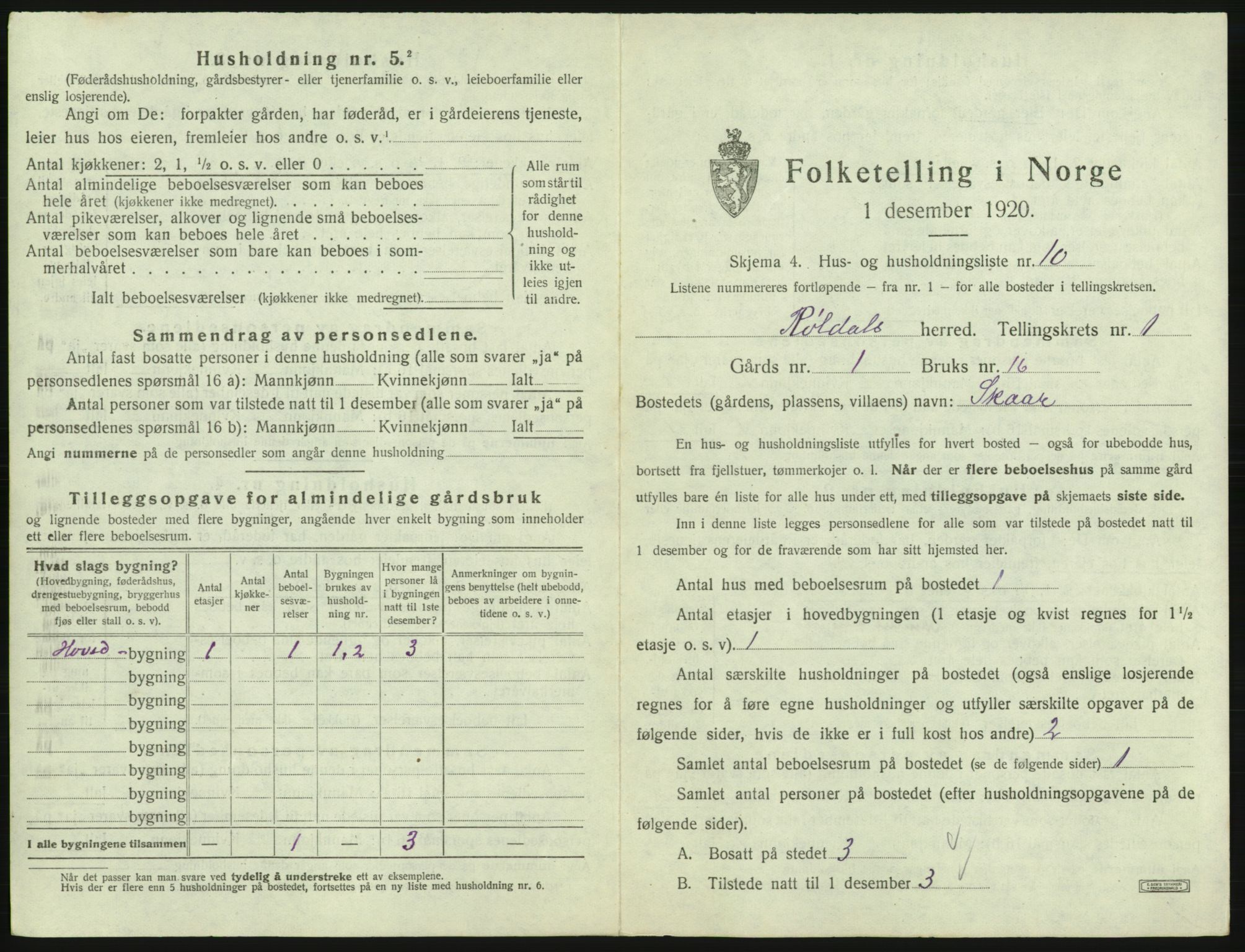 SAB, Folketelling 1920 for 1229 Røldal herred, 1920, s. 33
