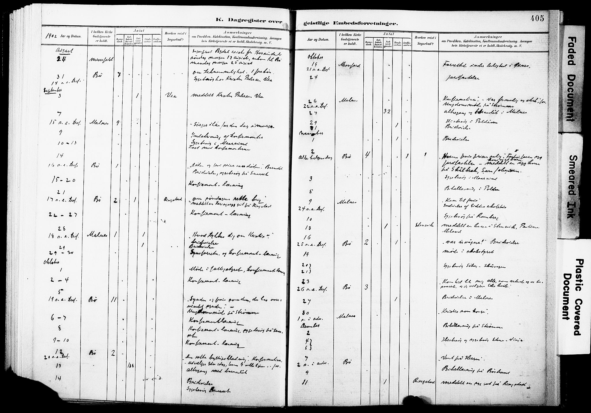 Ministerialprotokoller, klokkerbøker og fødselsregistre - Nordland, AV/SAT-A-1459/891/L1305: Ministerialbok nr. 891A10, 1895-1921, s. 405