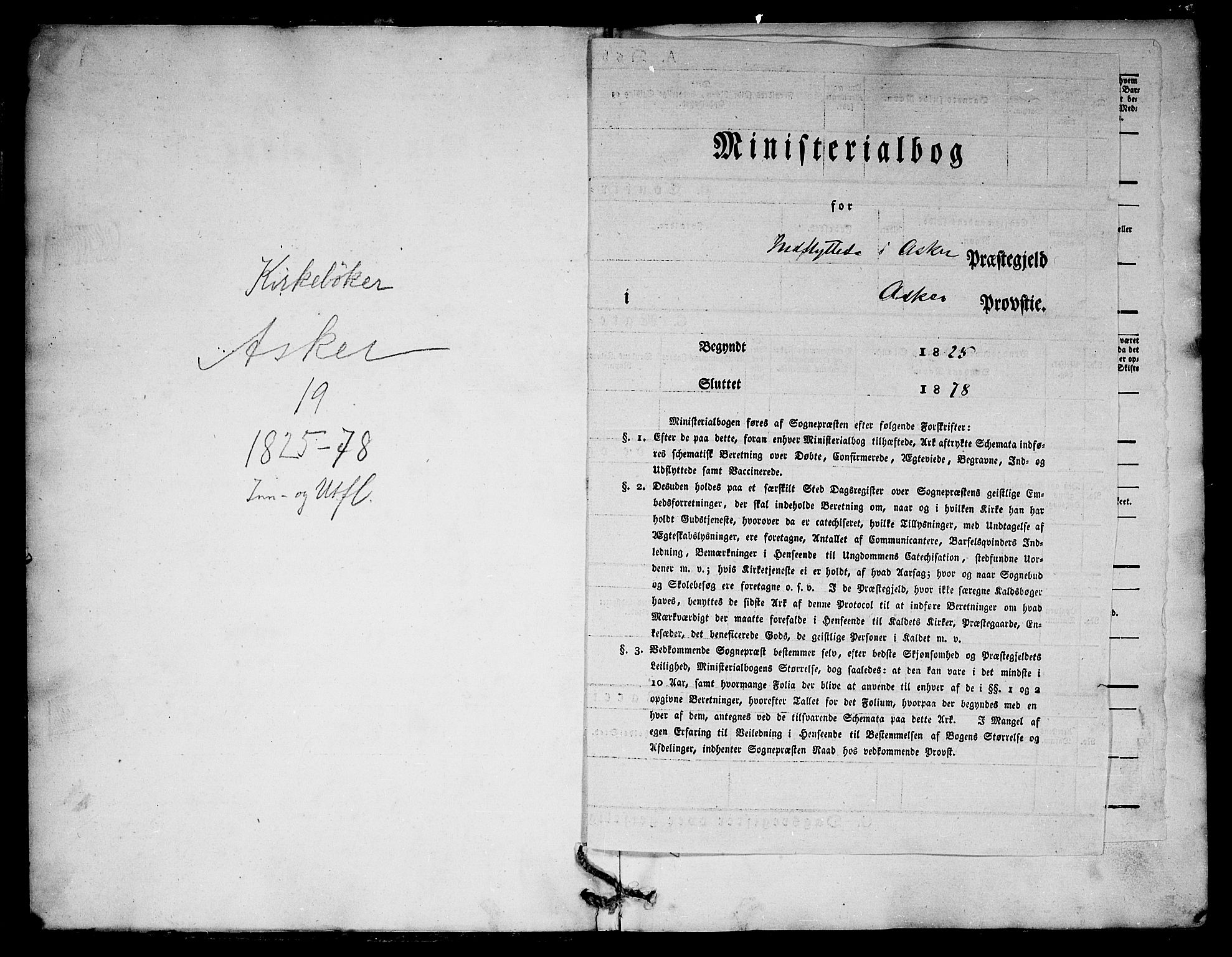 Asker prestekontor Kirkebøker, AV/SAO-A-10256a/F/Fa/L0012: Ministerialbok nr. I 12, 1825-1878