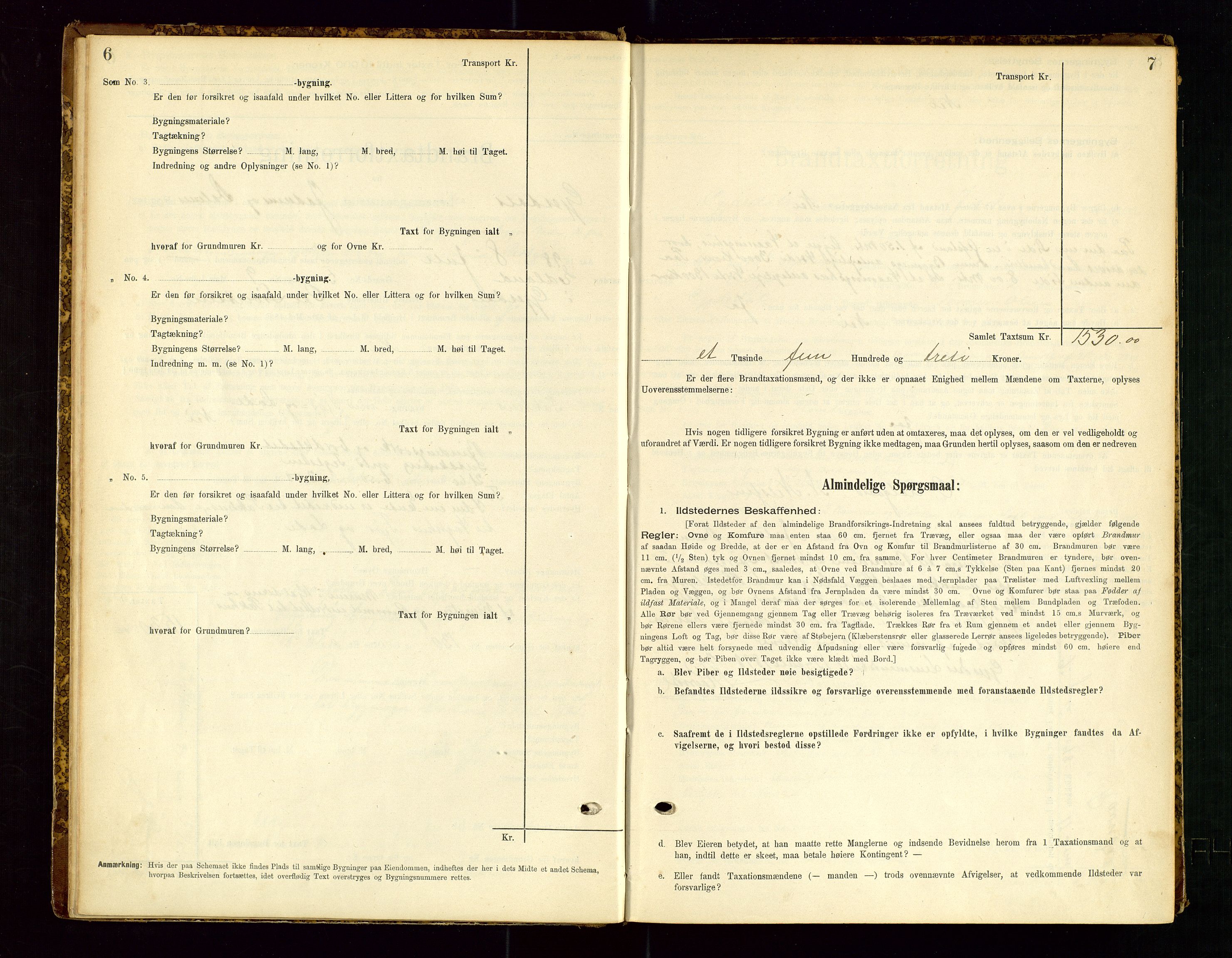 Gjesdal lensmannskontor, SAST/A-100441/Go/L0007: Branntakstskjemaprotokoll, 1894-1937, s. 6-7