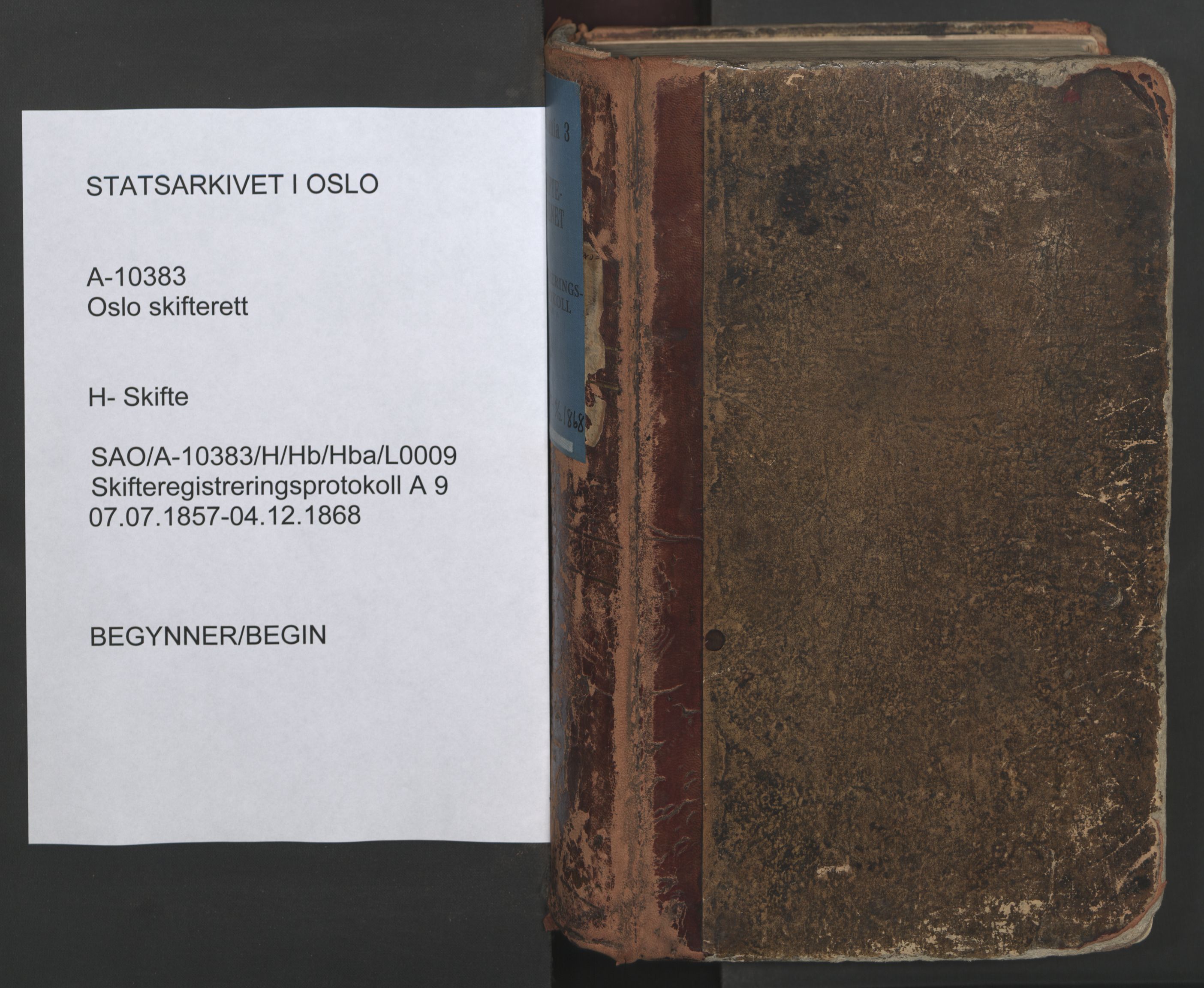 Oslo skifterett, SAO/A-10383/H/Hb/Hba/L0009: Skifteregistreringsprotokoll, 1857-1868