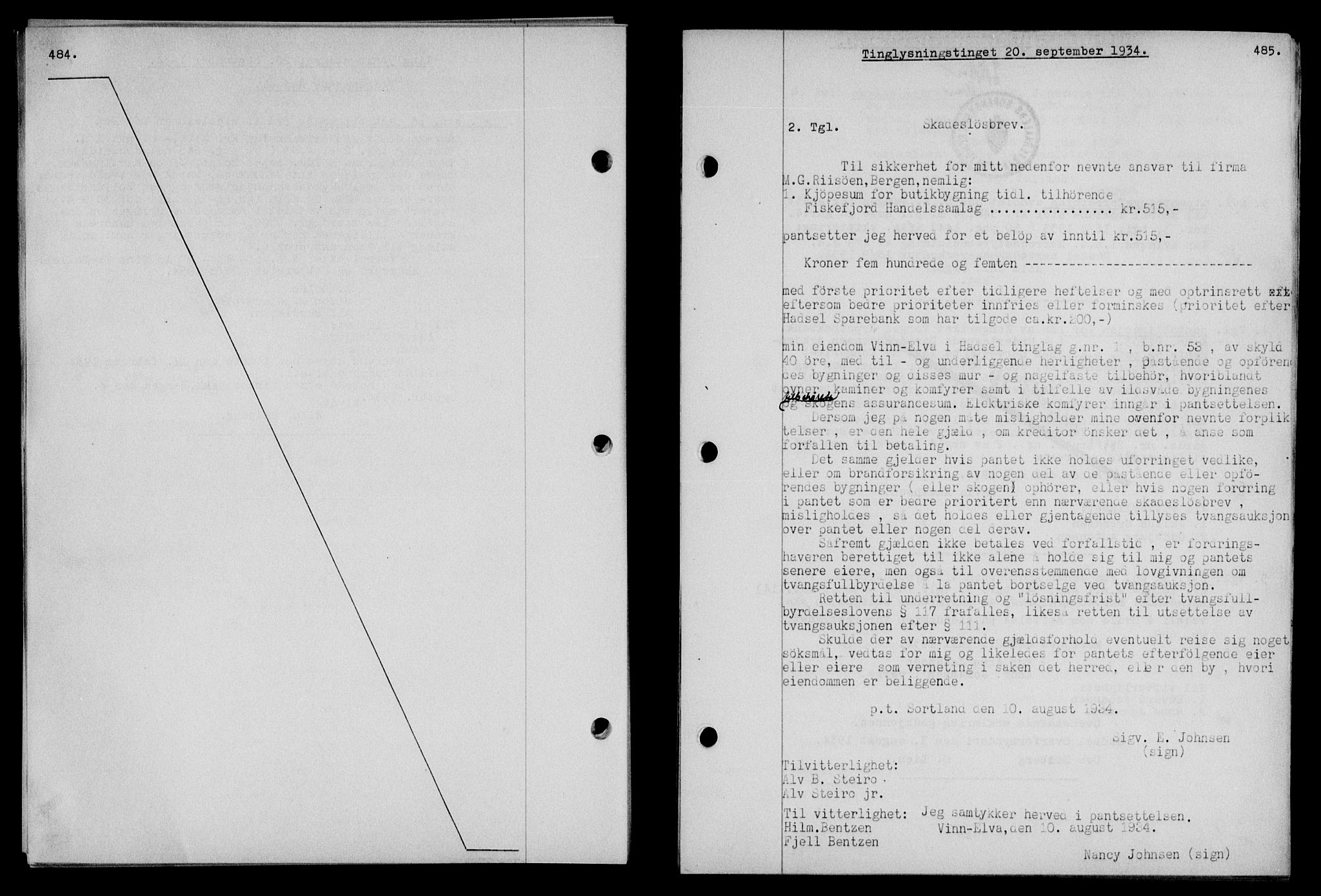Vesterålen sorenskriveri, SAT/A-4180/1/2/2Ca/L0060: Pantebok nr. 53, 1934-1934, Tingl.dato: 20.09.1934