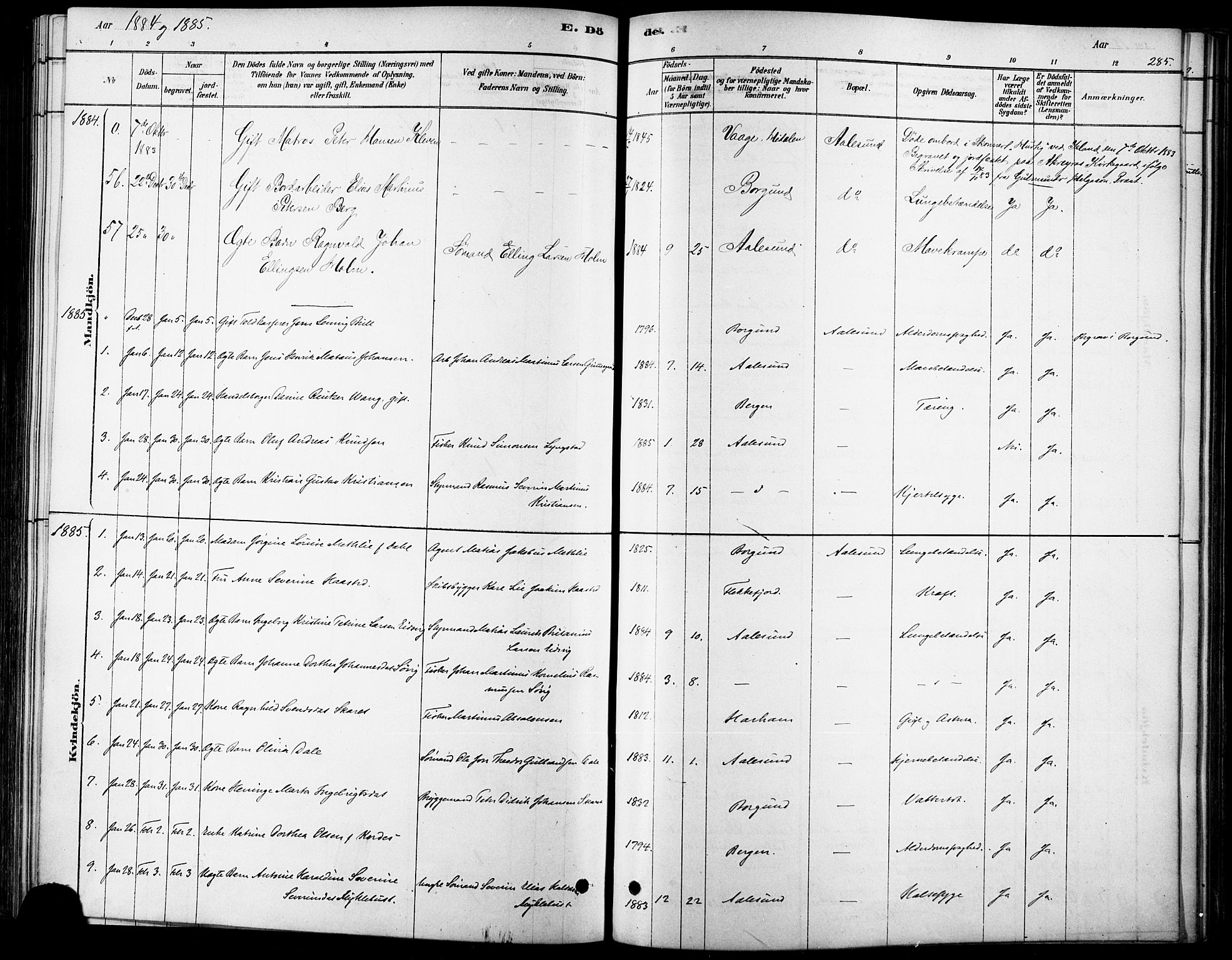 Ministerialprotokoller, klokkerbøker og fødselsregistre - Møre og Romsdal, SAT/A-1454/529/L0454: Ministerialbok nr. 529A04, 1878-1885, s. 285