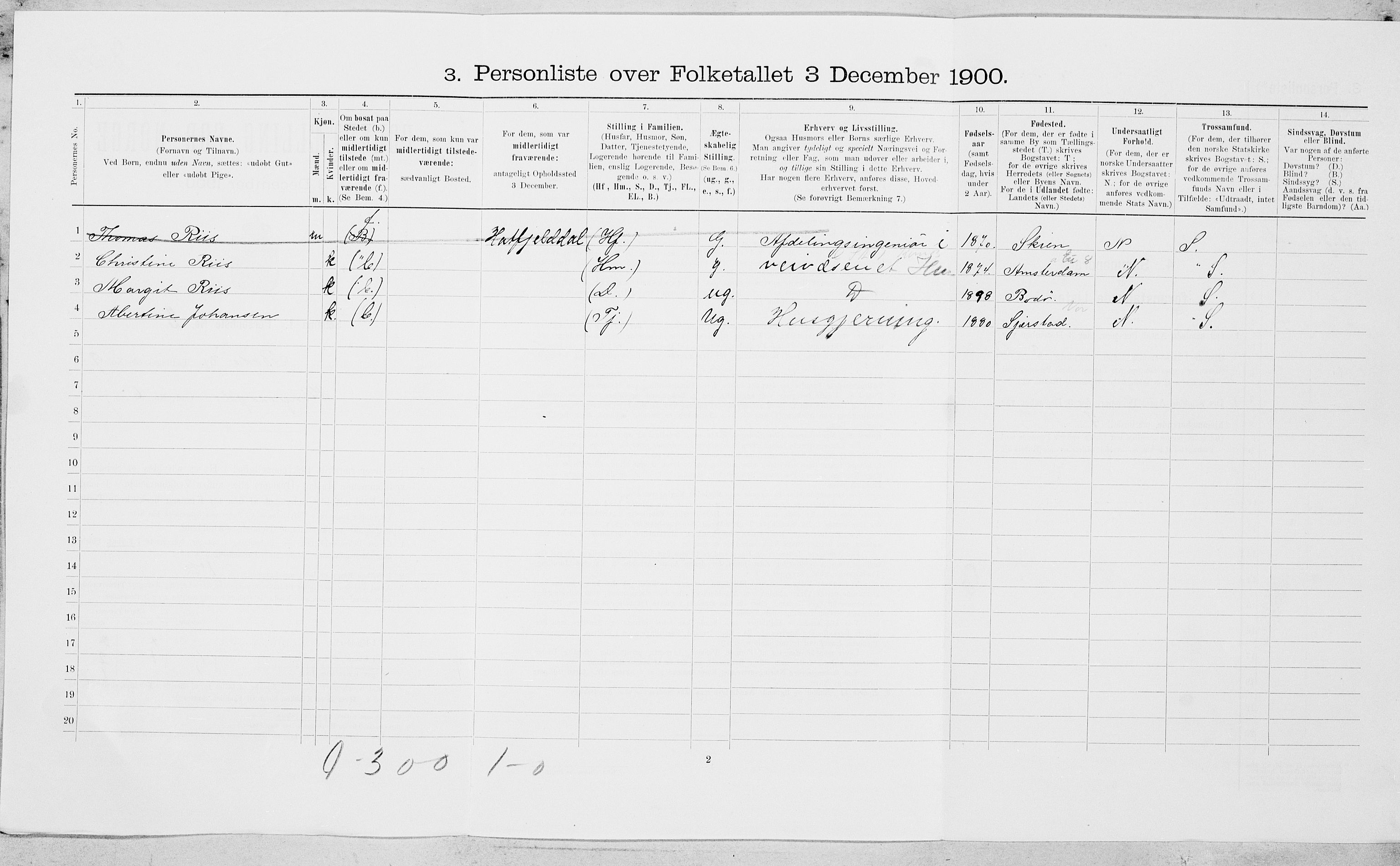 SAT, Folketelling 1900 for 1804 Bodø kjøpstad, 1900, s. 734