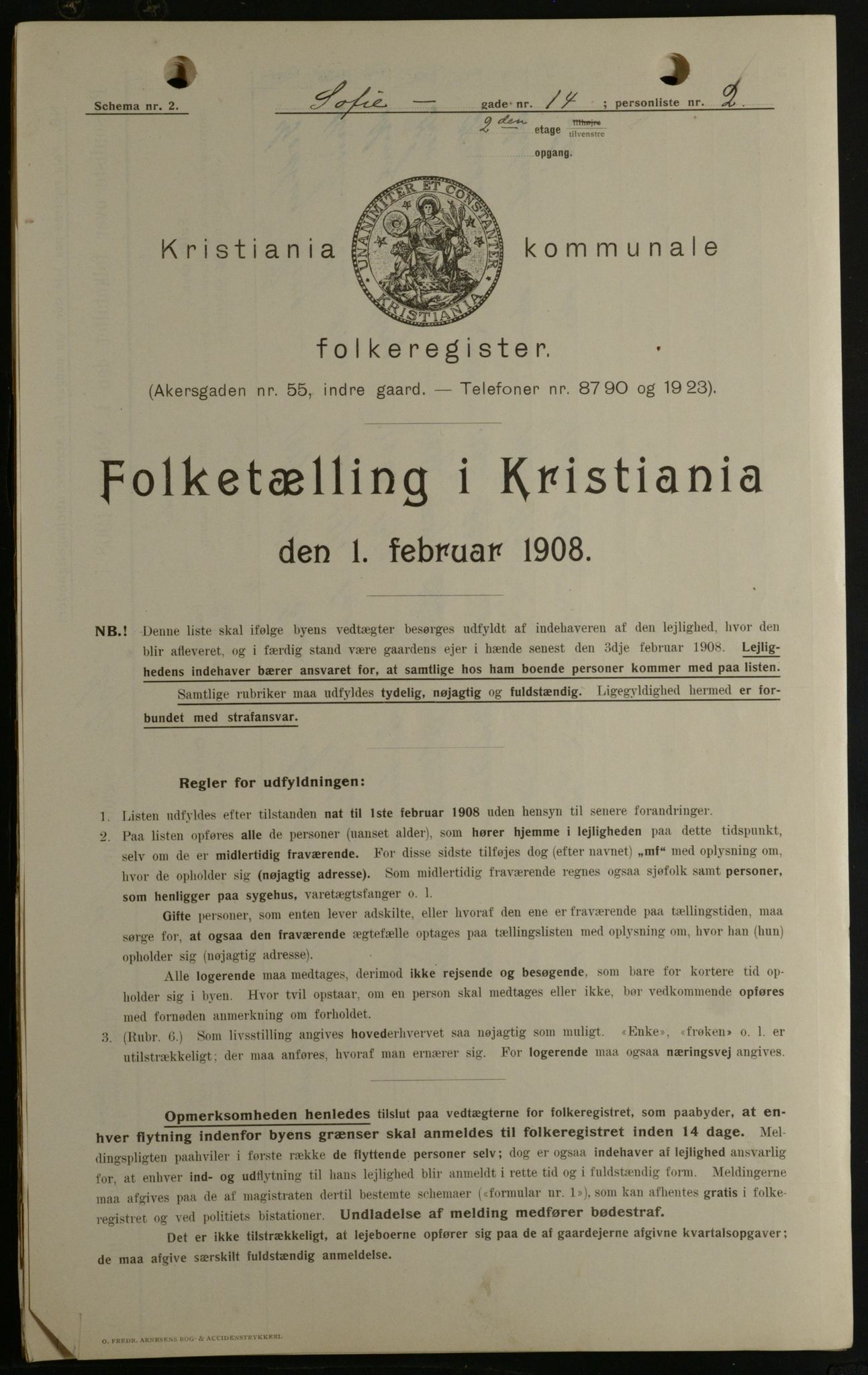 OBA, Kommunal folketelling 1.2.1908 for Kristiania kjøpstad, 1908, s. 89034