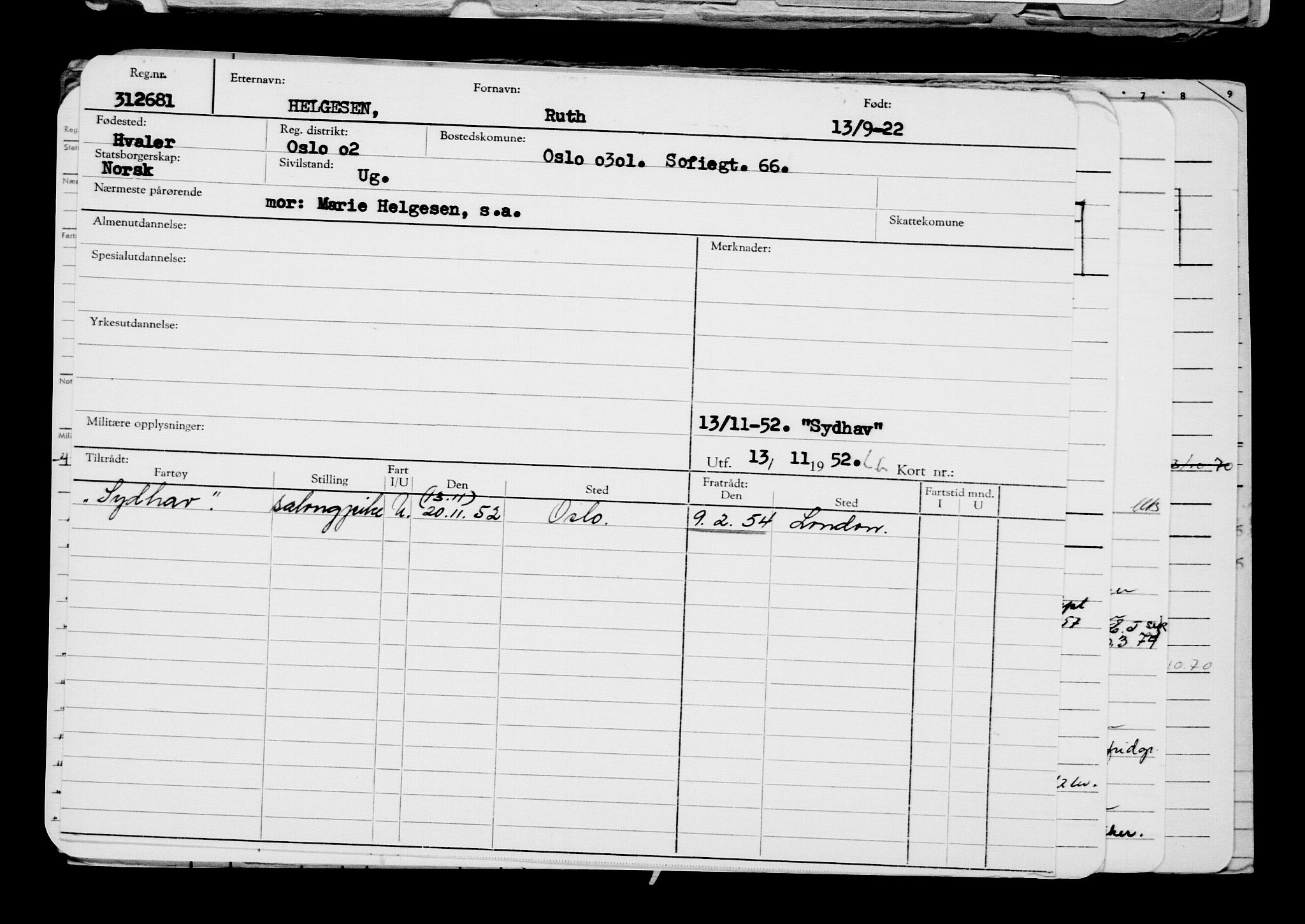 Direktoratet for sjømenn, AV/RA-S-3545/G/Gb/L0210: Hovedkort, 1922, s. 581