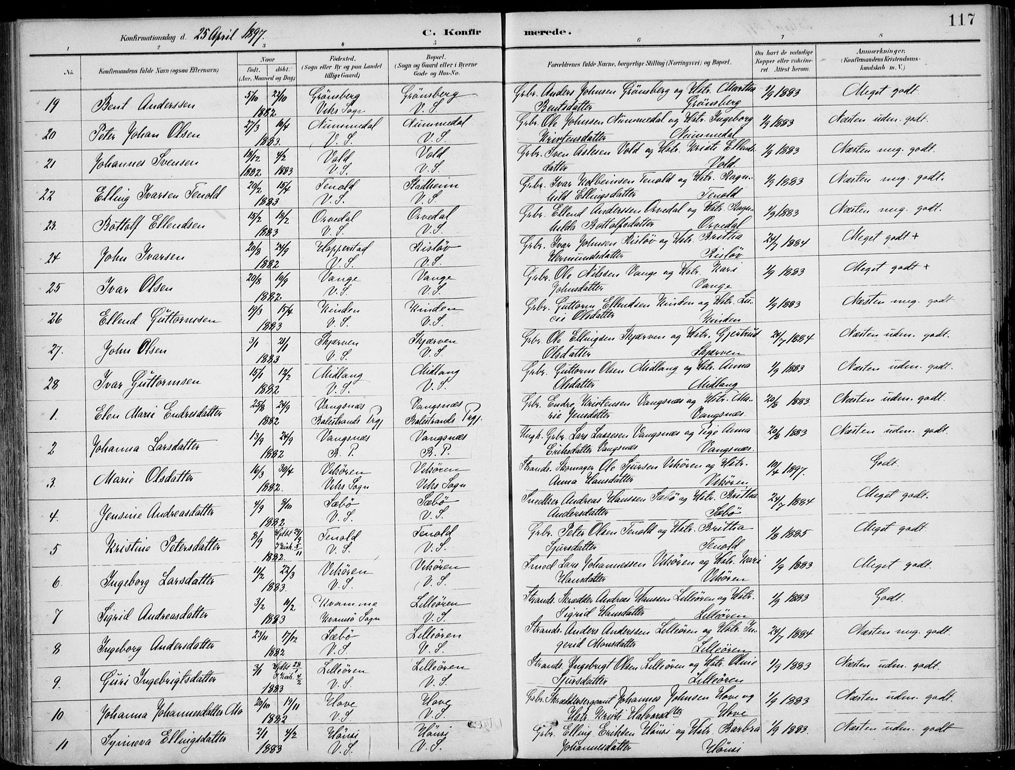 Vik sokneprestembete, AV/SAB-A-81501/H/Haa/Haab/L0002: Ministerialbok nr. B  2, 1891-1907, s. 117