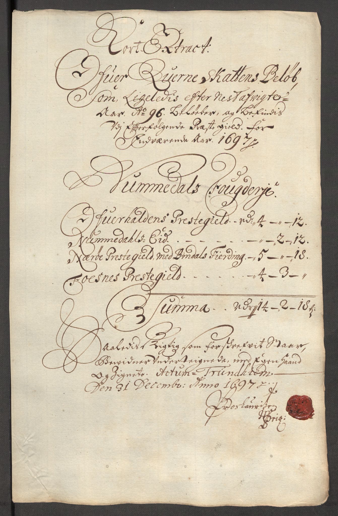 Rentekammeret inntil 1814, Reviderte regnskaper, Fogderegnskap, AV/RA-EA-4092/R64/L4425: Fogderegnskap Namdal, 1696-1698, s. 210