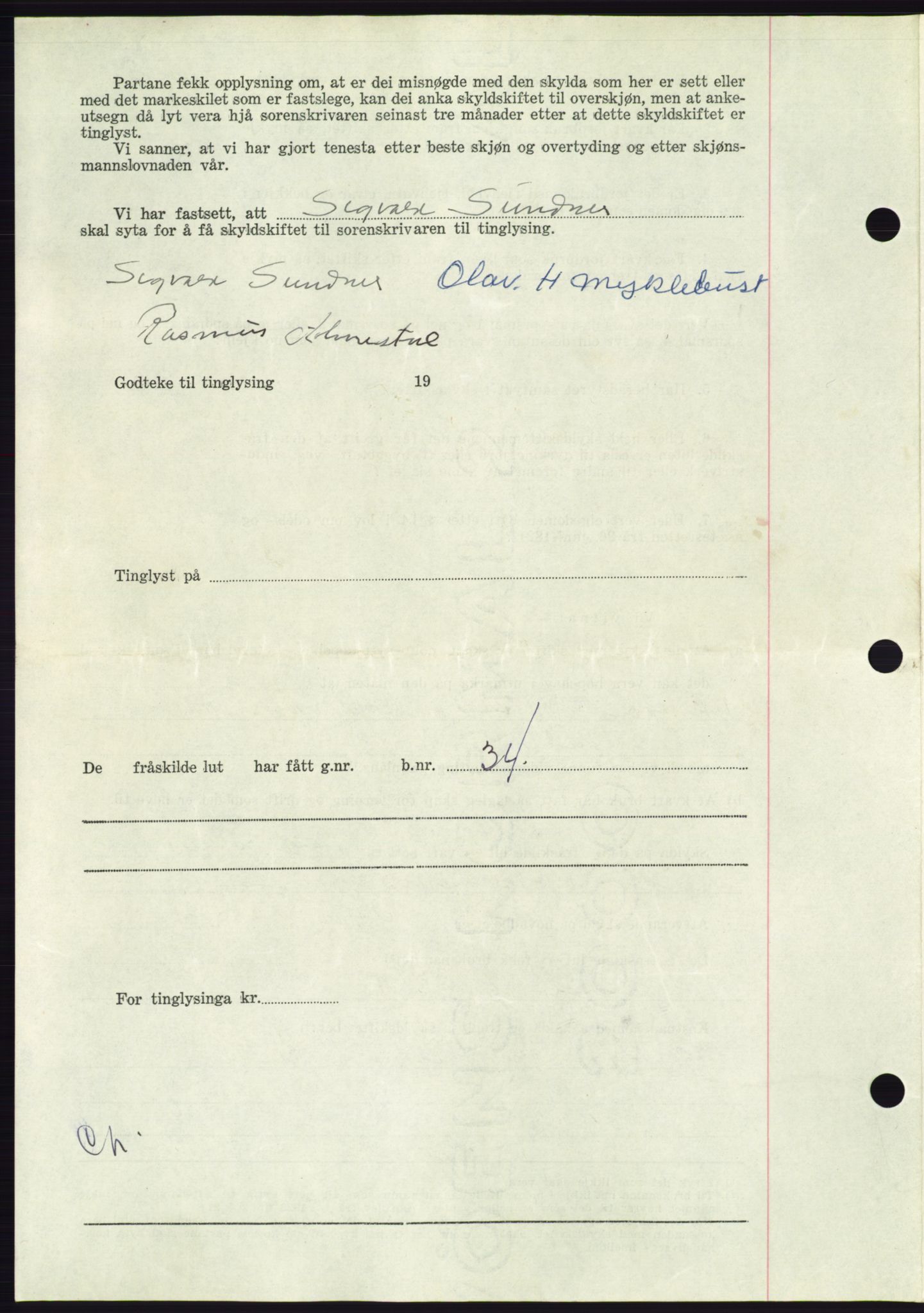 Søre Sunnmøre sorenskriveri, AV/SAT-A-4122/1/2/2C/L0099: Pantebok nr. 25A, 1954-1954, Dagboknr: 3144/1954