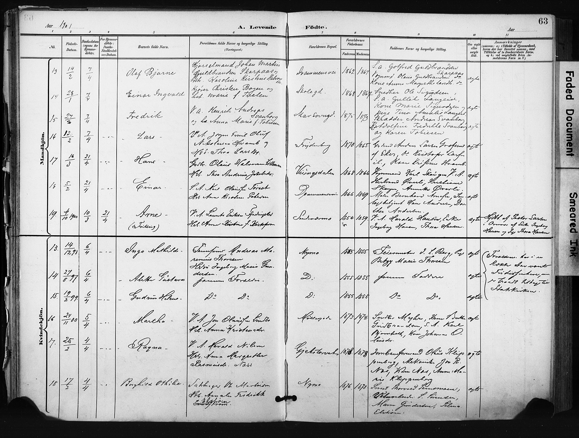 Kongsberg kirkebøker, AV/SAKO-A-22/F/Fb/L0003: Ministerialbok nr. II 3, 1896-1905, s. 63