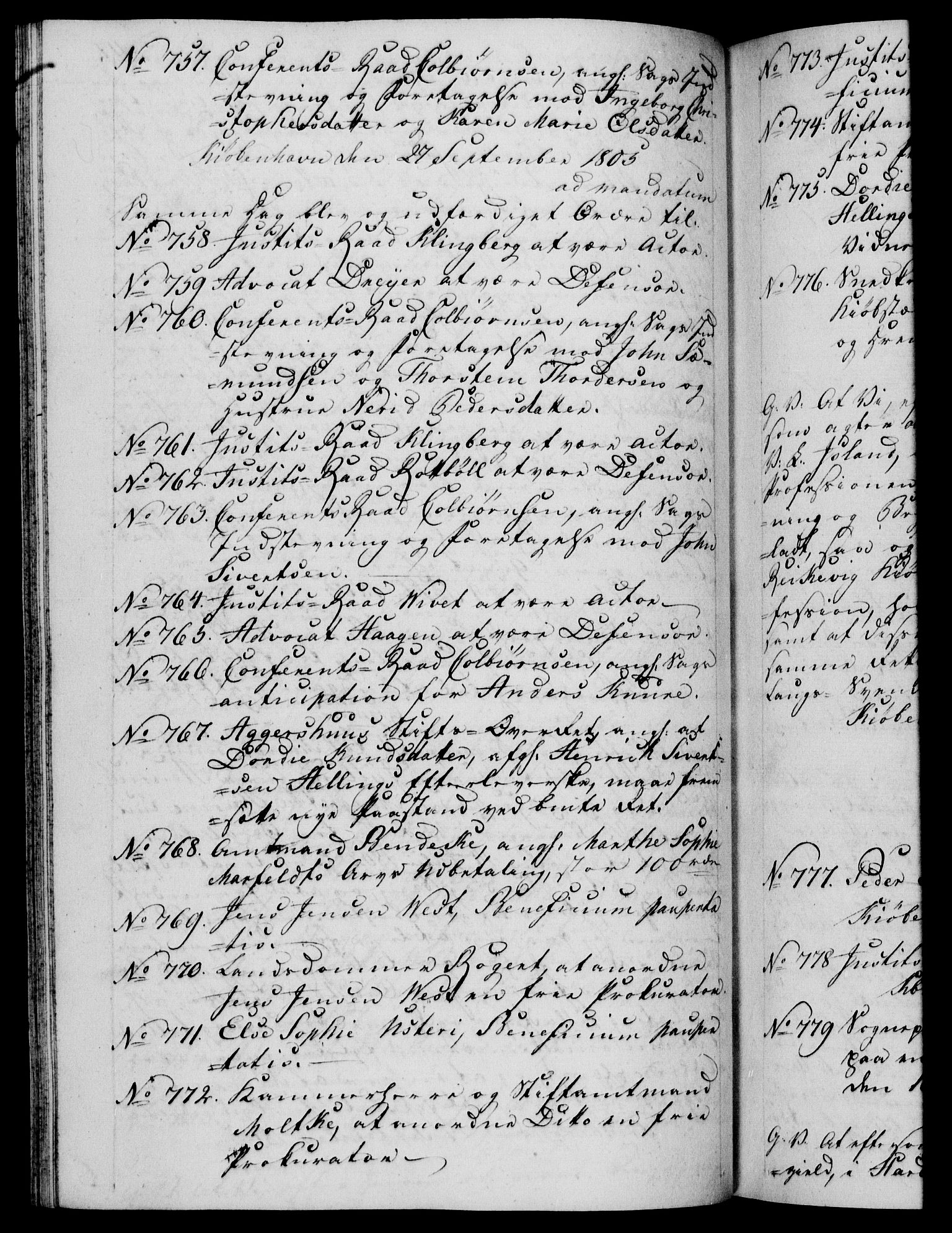 Danske Kanselli 1800-1814, RA/EA-3024/H/Hf/Hfb/Hfba/L0003: Registranter, 1805-1807, s. 117b