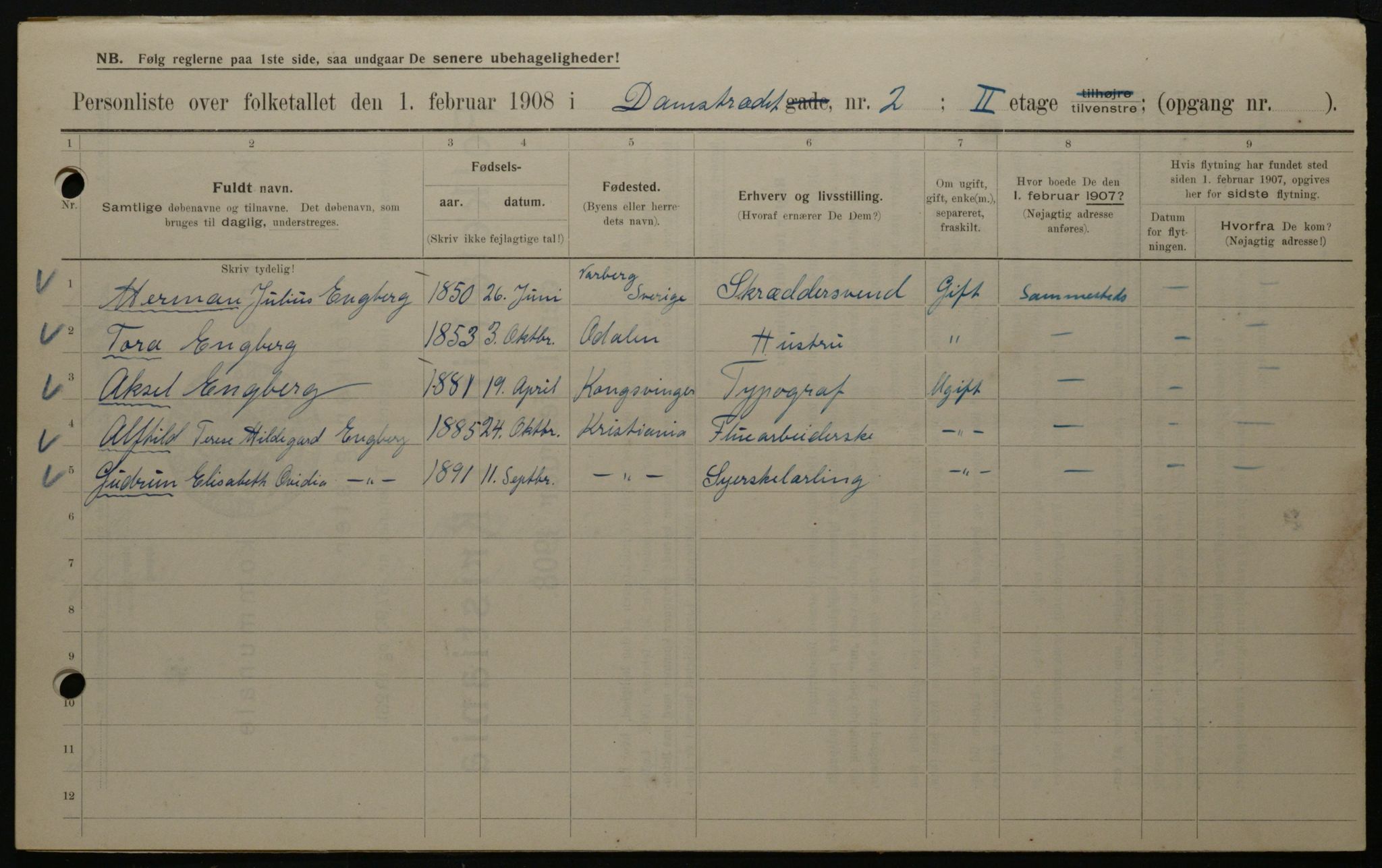 OBA, Kommunal folketelling 1.2.1908 for Kristiania kjøpstad, 1908, s. 13466