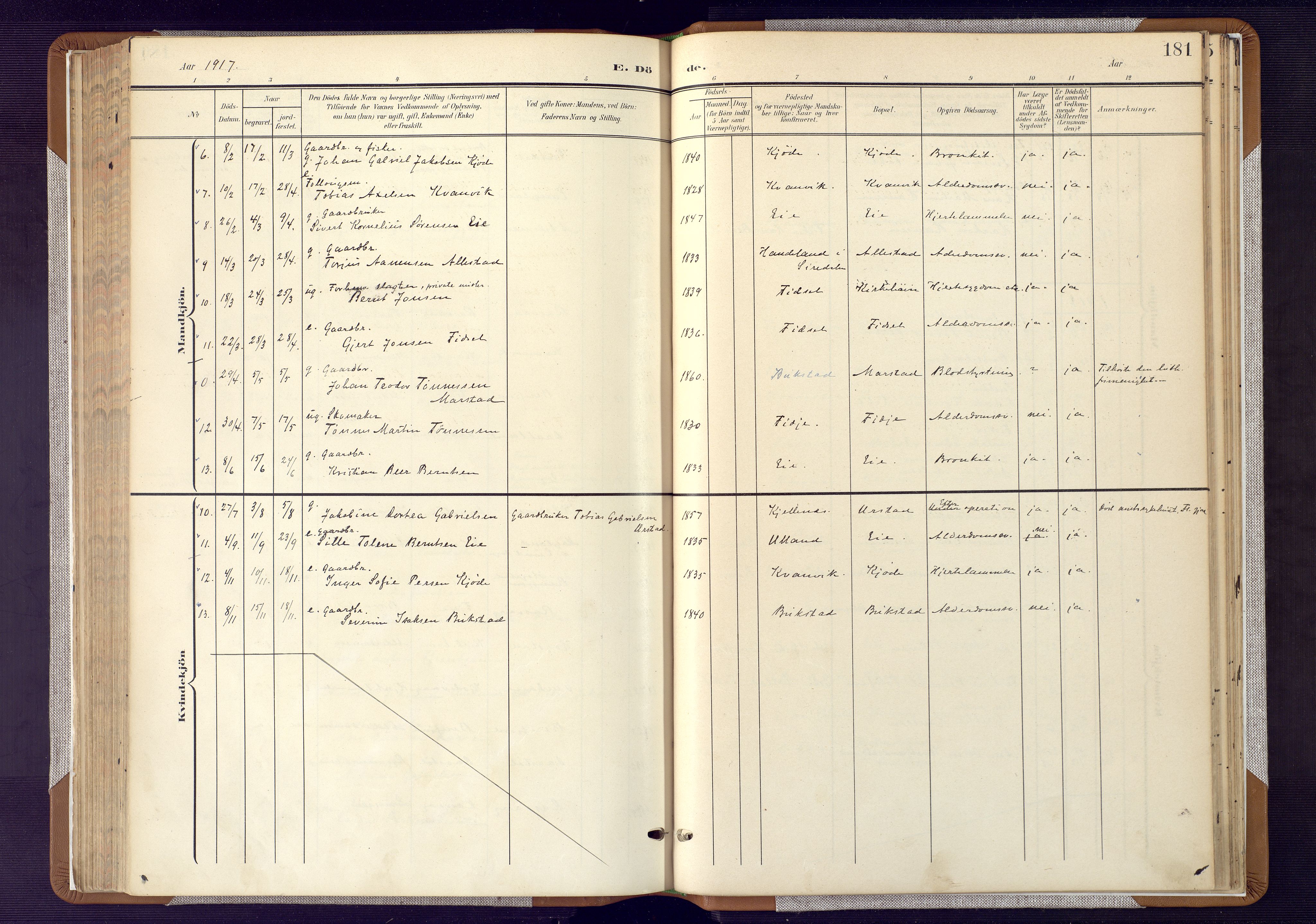 Flekkefjord sokneprestkontor, AV/SAK-1111-0012/F/Fa/Fab/L0007: Ministerialbok nr. A 7, 1902-1921, s. 181