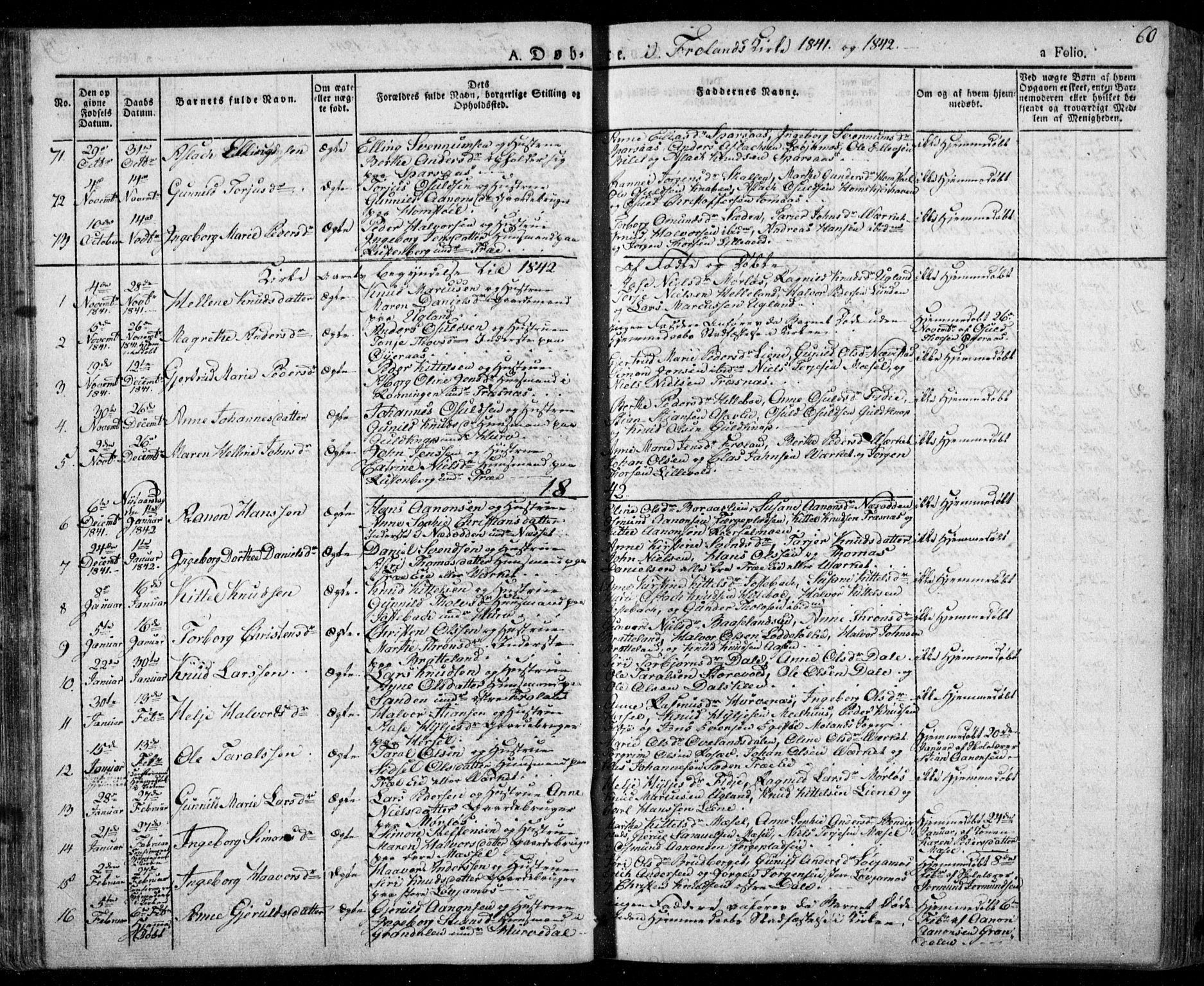 Froland sokneprestkontor, AV/SAK-1111-0013/F/Fa/L0001: Ministerialbok nr. A 1, 1827-1844, s. 60