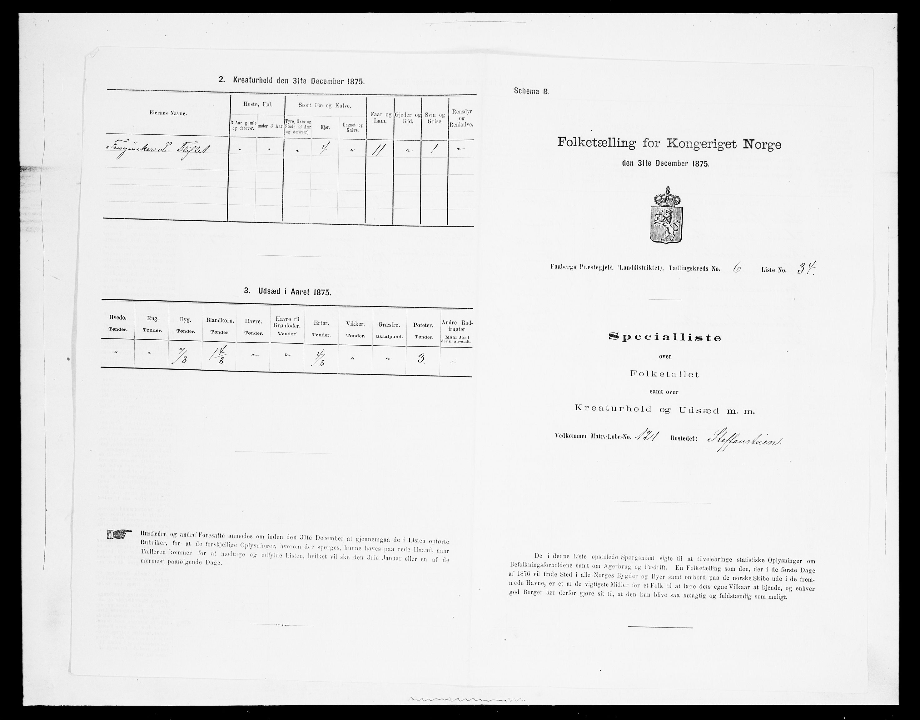 SAH, Folketelling 1875 for 0524L Fåberg prestegjeld, Fåberg sokn og Lillehammer landsokn, 1875, s. 765