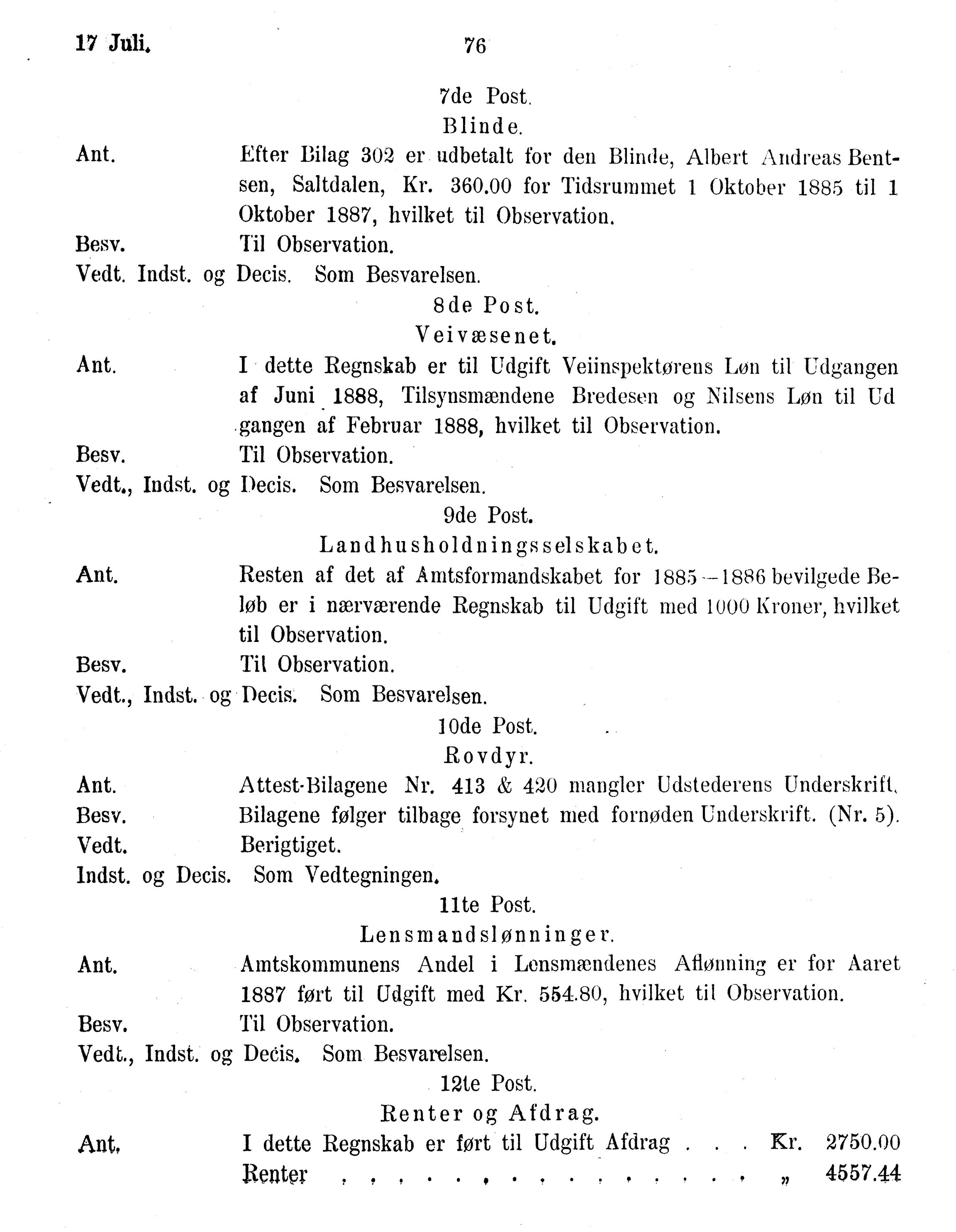 Nordland Fylkeskommune. Fylkestinget, AIN/NFK-17/176/A/Ac/L0015: Fylkestingsforhandlinger 1886-1890, 1886-1890