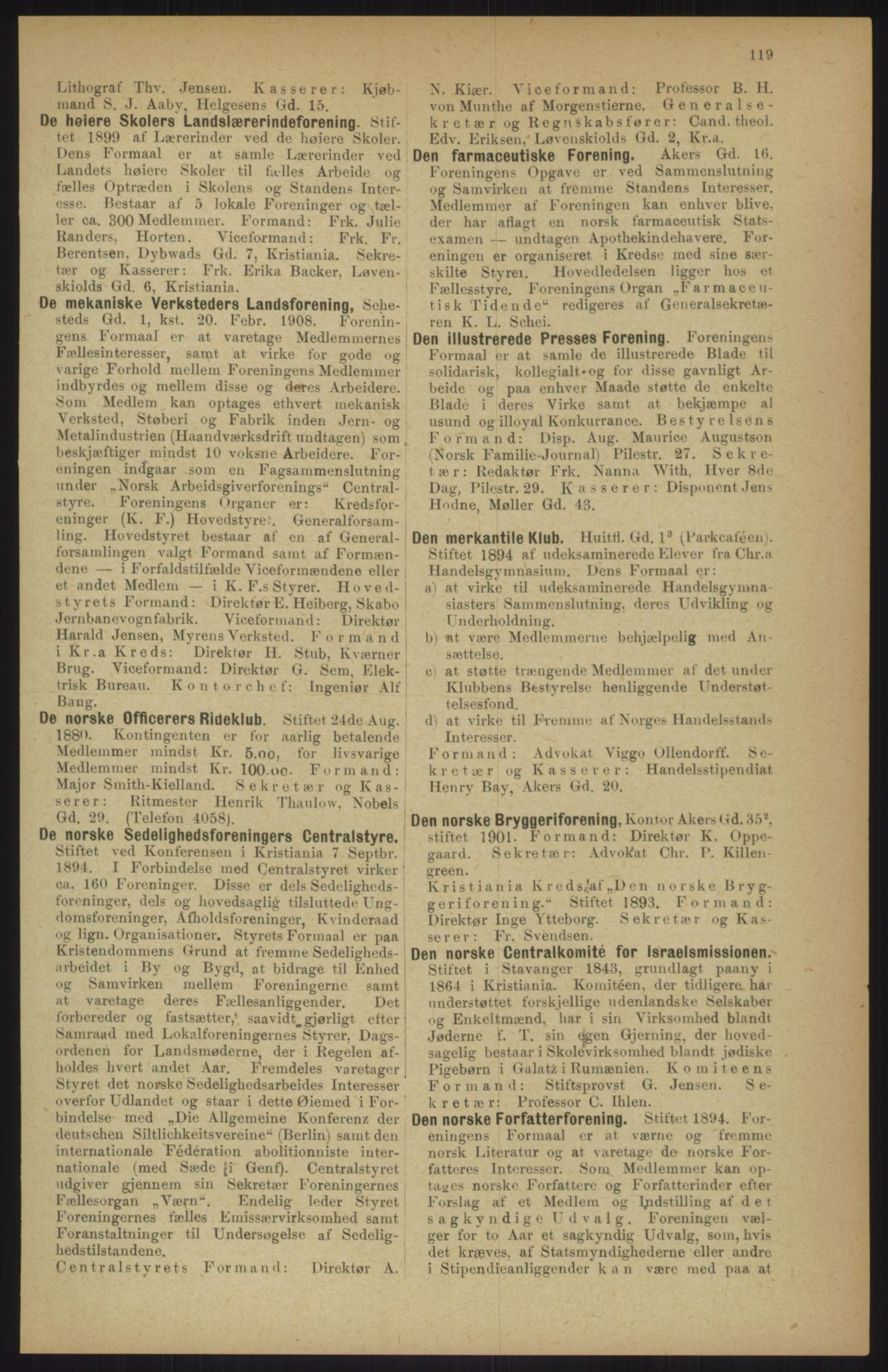 Kristiania/Oslo adressebok, PUBL/-, 1911, s. 119