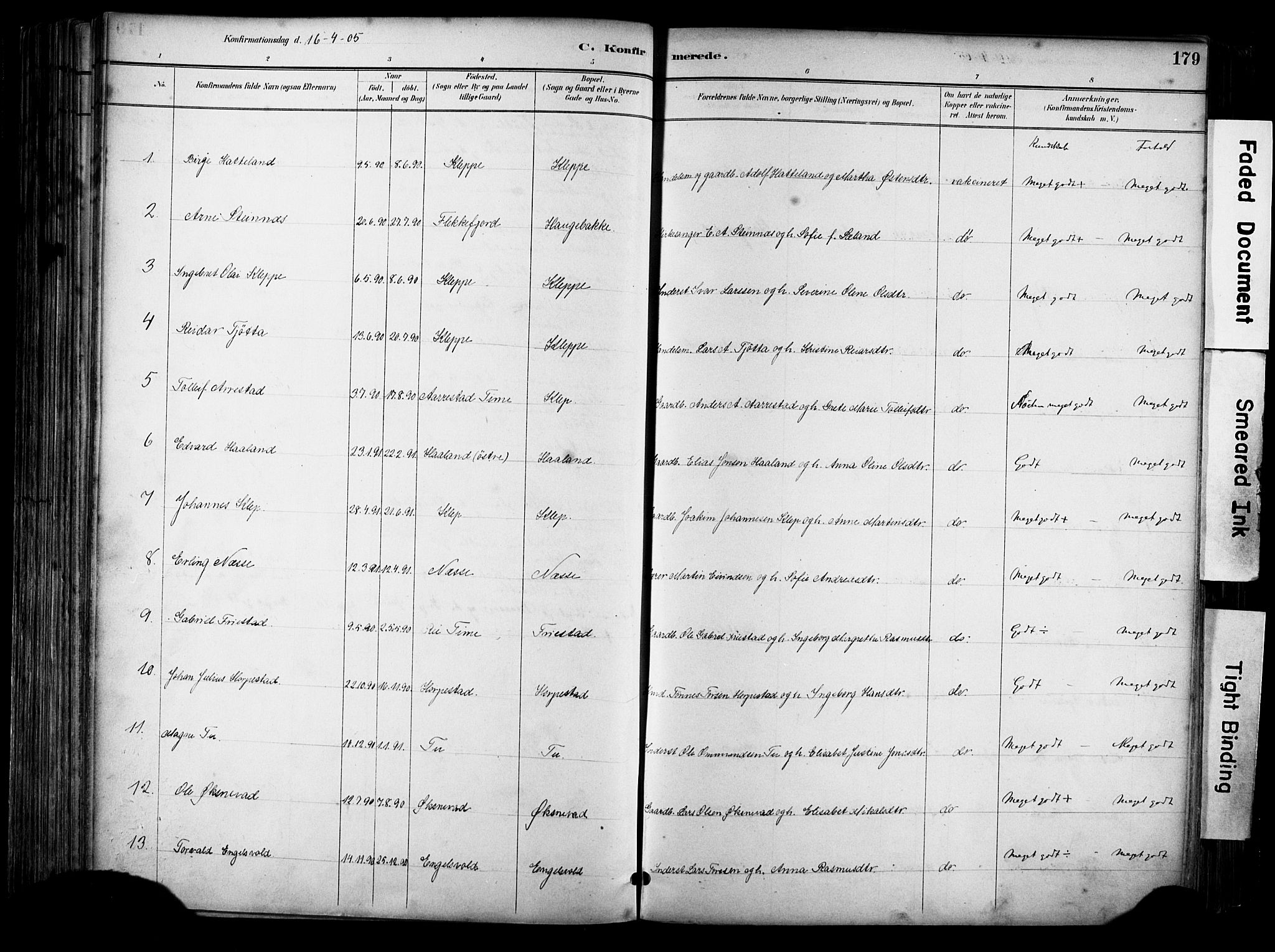 Klepp sokneprestkontor, AV/SAST-A-101803/001/30/300BA/L0009: Ministerialbok nr. A 7, 1886-1915, s. 179