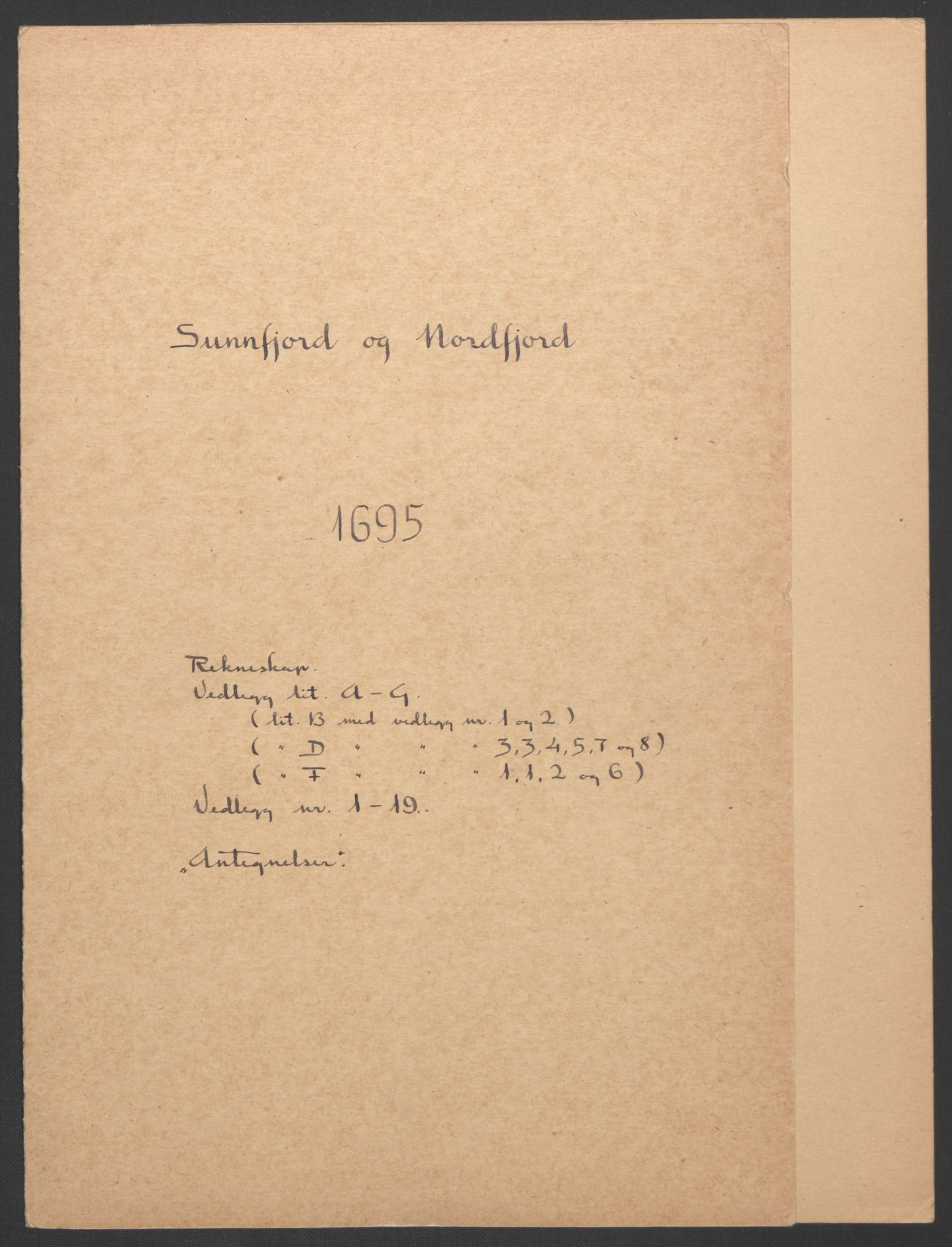 Rentekammeret inntil 1814, Reviderte regnskaper, Fogderegnskap, AV/RA-EA-4092/R53/L3422: Fogderegnskap Sunn- og Nordfjord, 1695-1696, s. 3