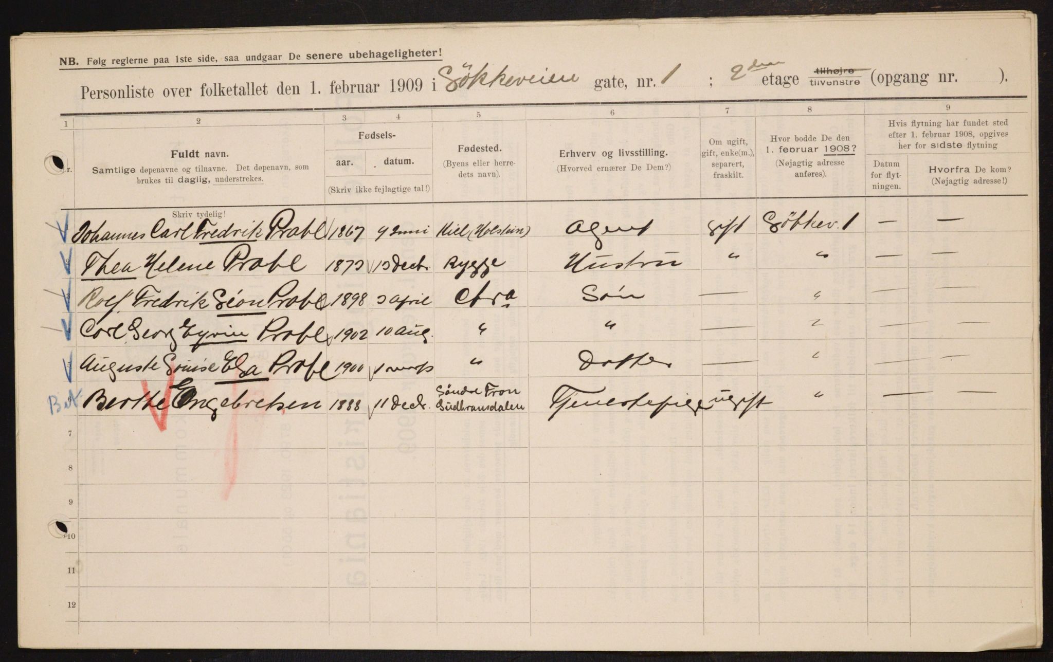 OBA, Kommunal folketelling 1.2.1909 for Kristiania kjøpstad, 1909, s. 53300