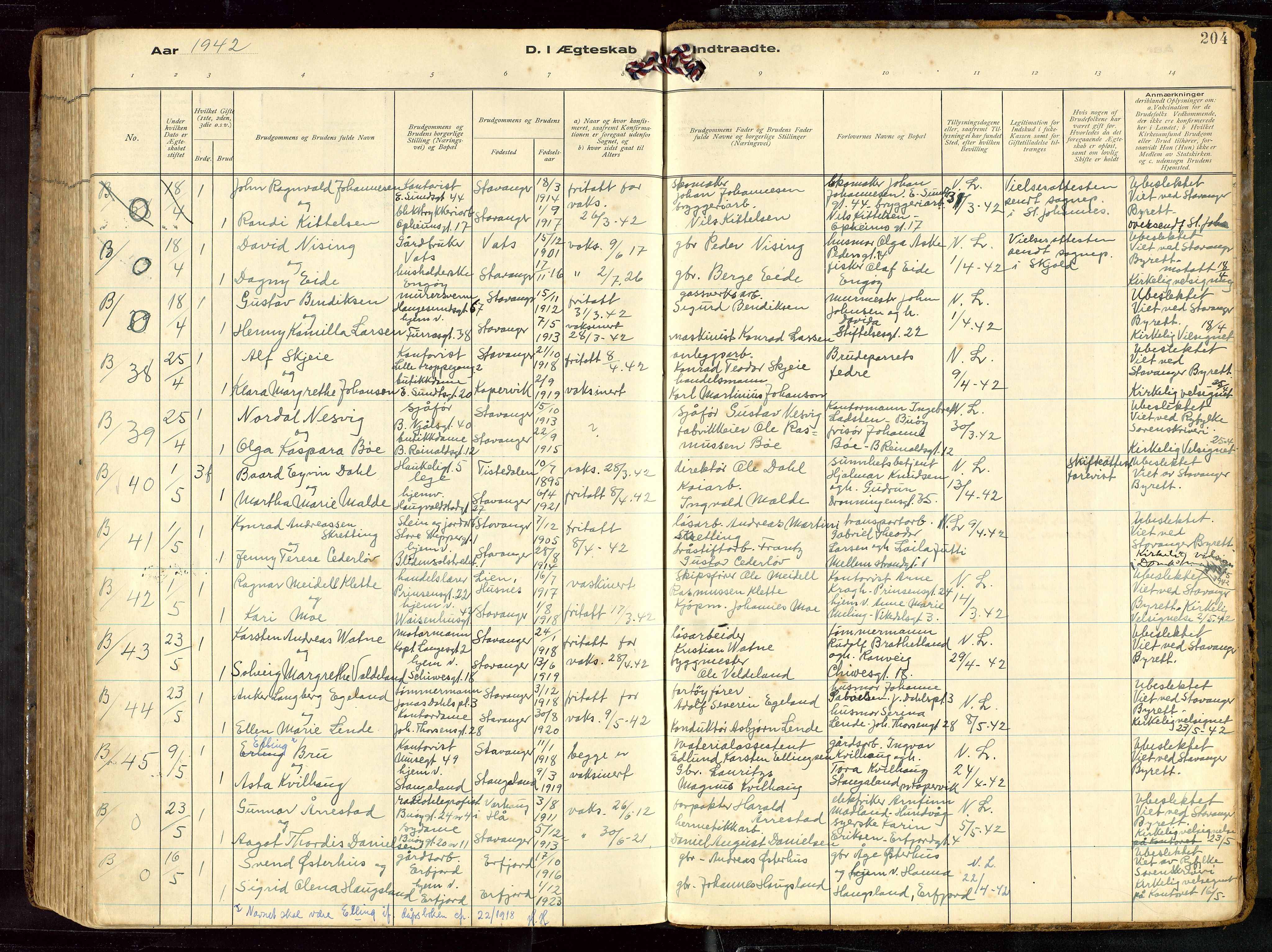 St. Petri sokneprestkontor, AV/SAST-A-101813/002/D/L0002: Ministerialbok nr. A 27, 1921-1942, s. 204