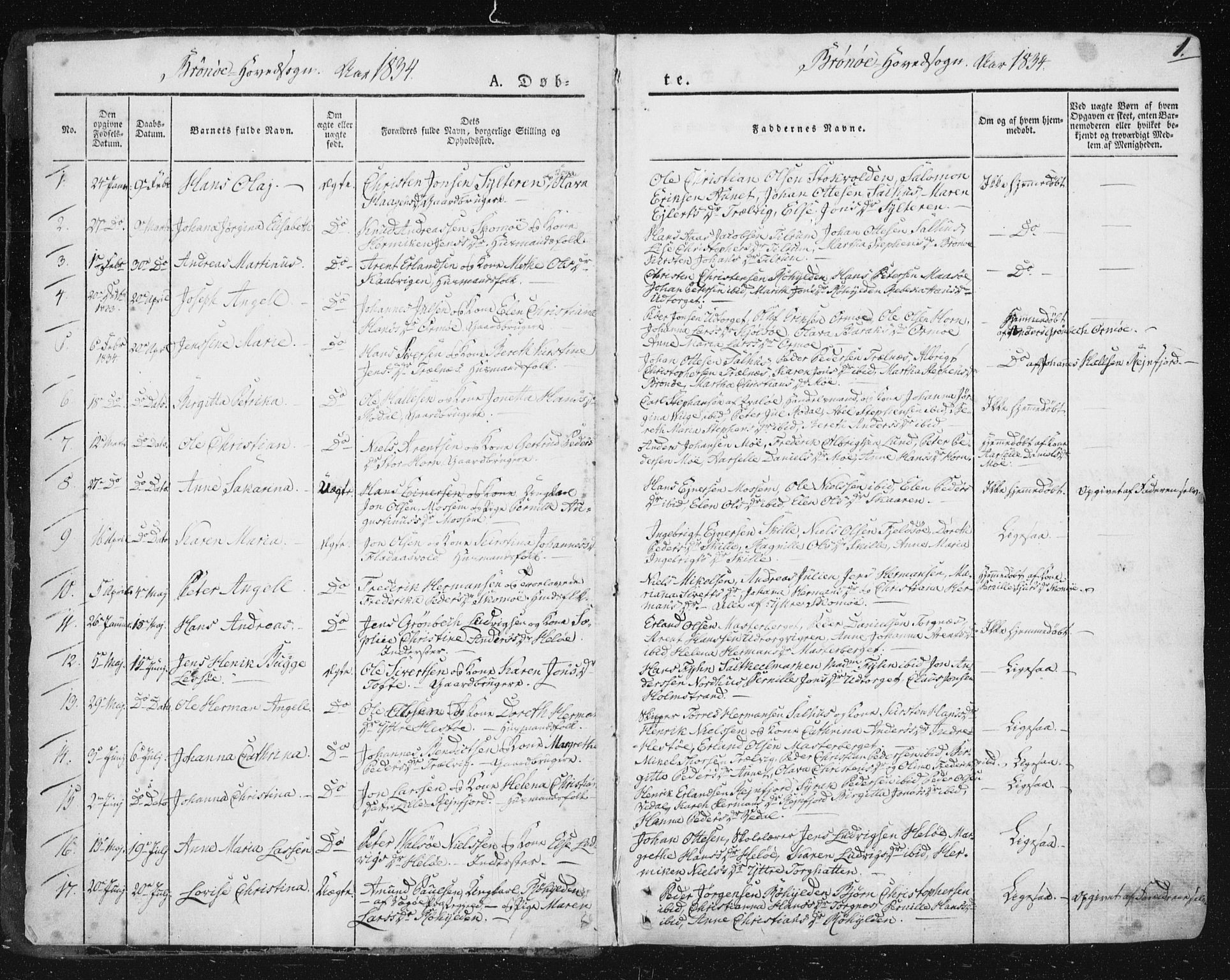 Ministerialprotokoller, klokkerbøker og fødselsregistre - Nordland, SAT/A-1459/813/L0198: Ministerialbok nr. 813A08, 1834-1874, s. 1