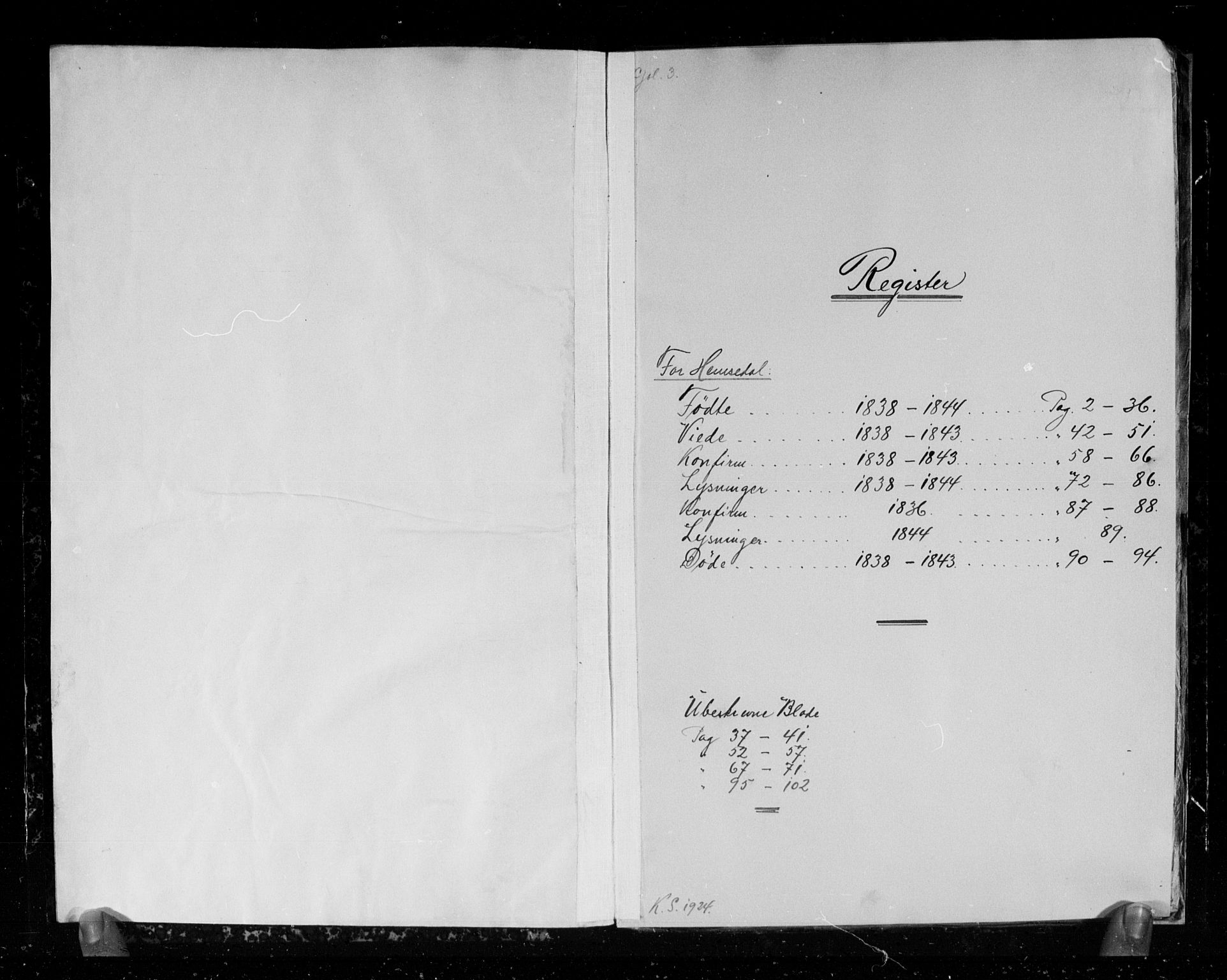 Gol kirkebøker, SAKO/A-226/G/Gb/L0002: Klokkerbok nr. II 2, 1838-1844