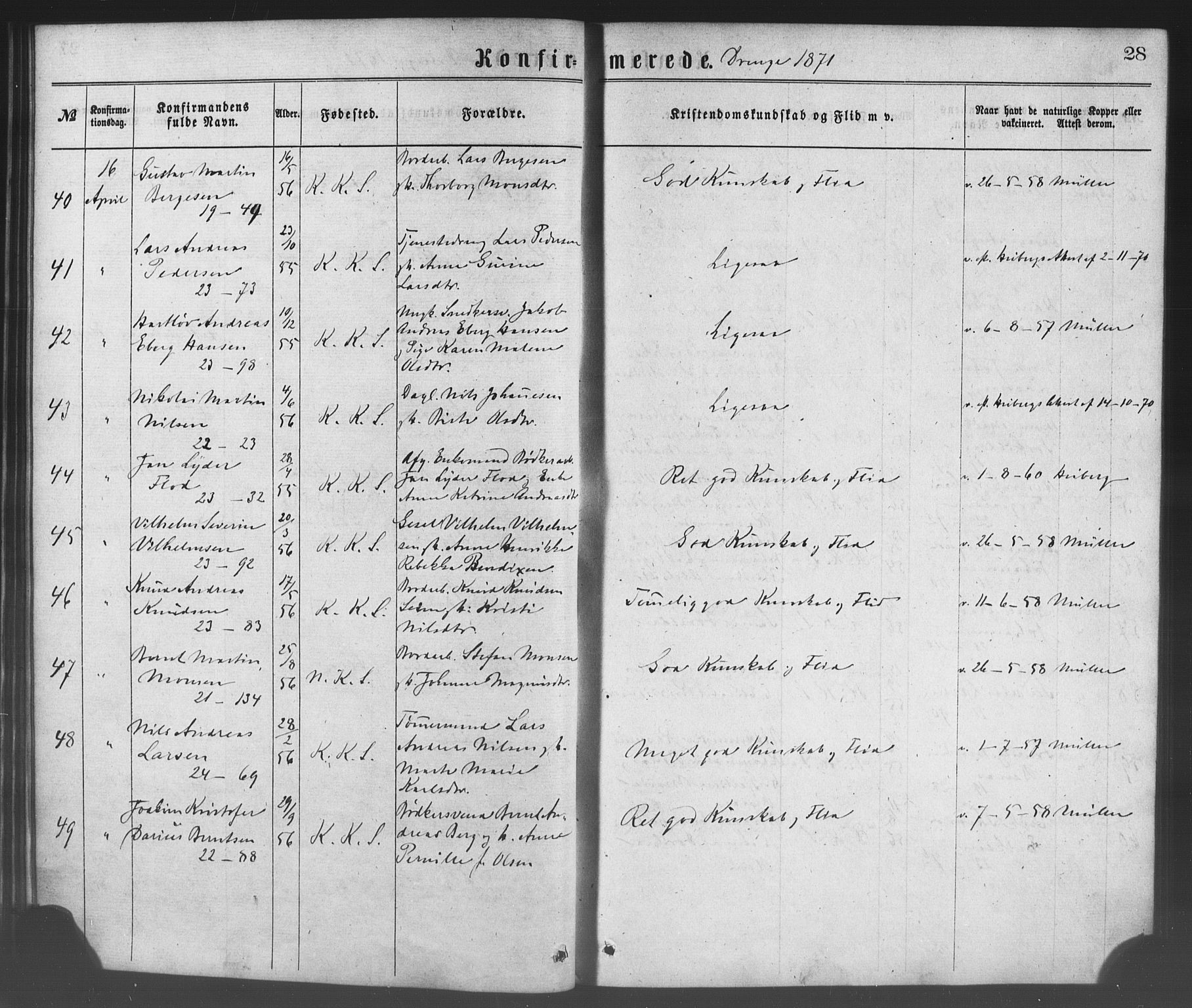 Korskirken sokneprestembete, AV/SAB-A-76101/H/Haa/L0028: Ministerialbok nr. C 4, 1868-1879, s. 28