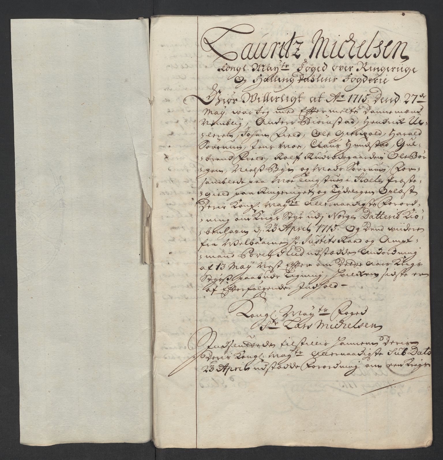 Rentekammeret inntil 1814, Reviderte regnskaper, Fogderegnskap, AV/RA-EA-4092/R23/L1473: Fogderegnskap Ringerike og Hallingdal, 1715, s. 129