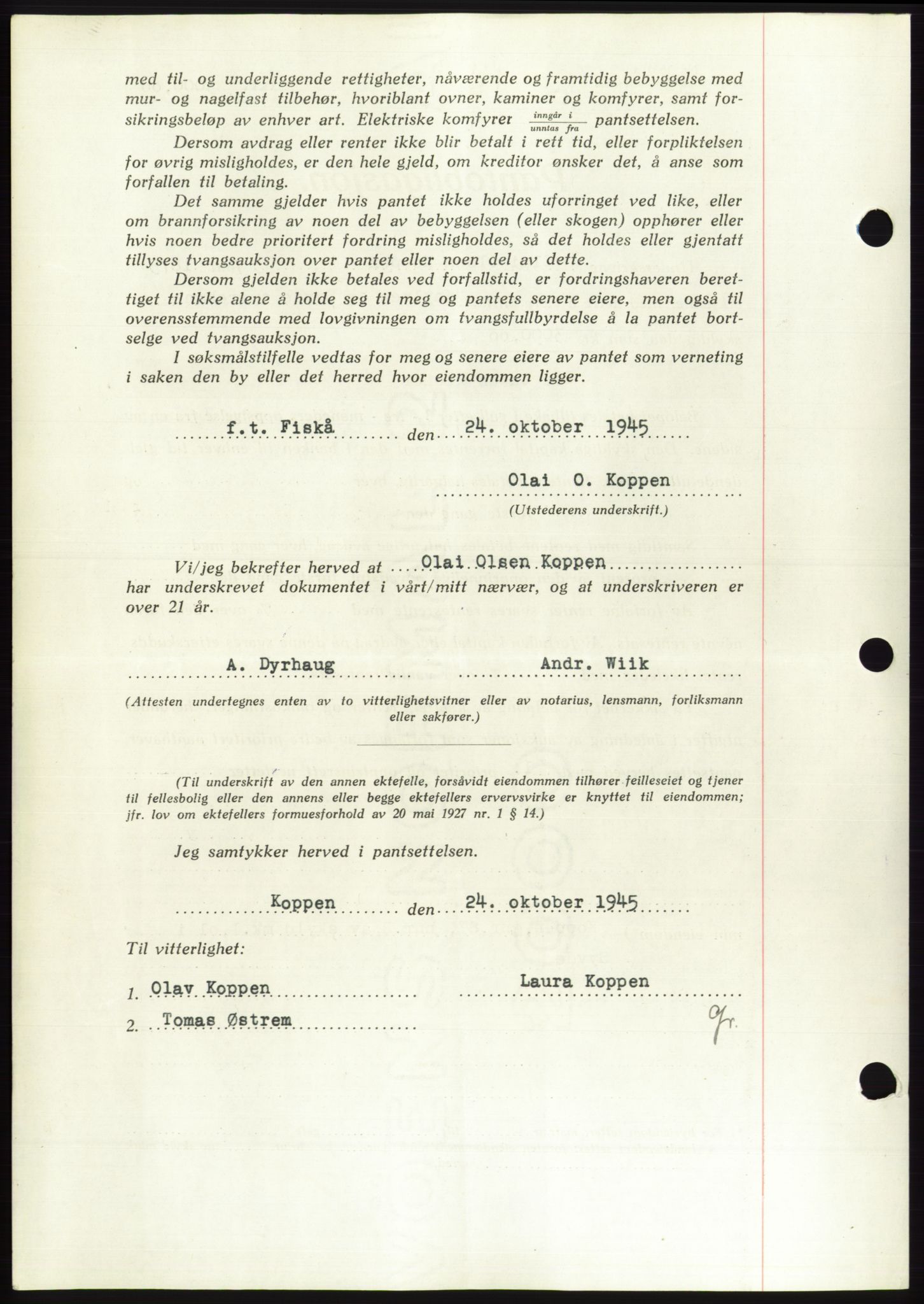 Søre Sunnmøre sorenskriveri, AV/SAT-A-4122/1/2/2C/L0114: Pantebok nr. 1-2B, 1943-1947, Dagboknr: 714/1945