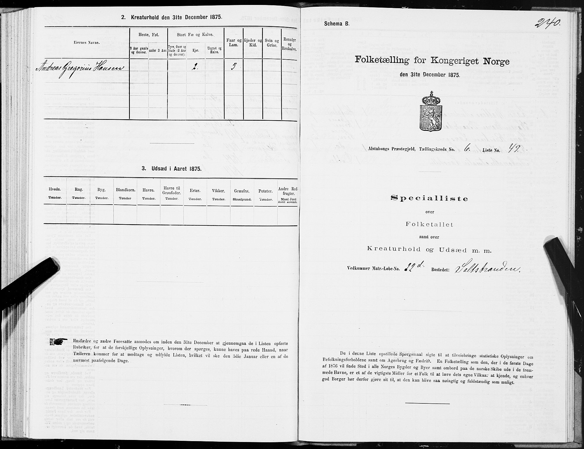 SAT, Folketelling 1875 for 1820P Alstahaug prestegjeld, 1875, s. 4240