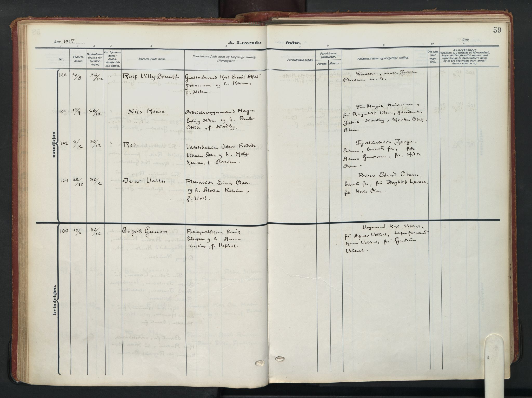 Vålerengen prestekontor Kirkebøker, AV/SAO-A-10878/F/Fa/L0004: Ministerialbok nr. 4, 1915-1929, s. 59