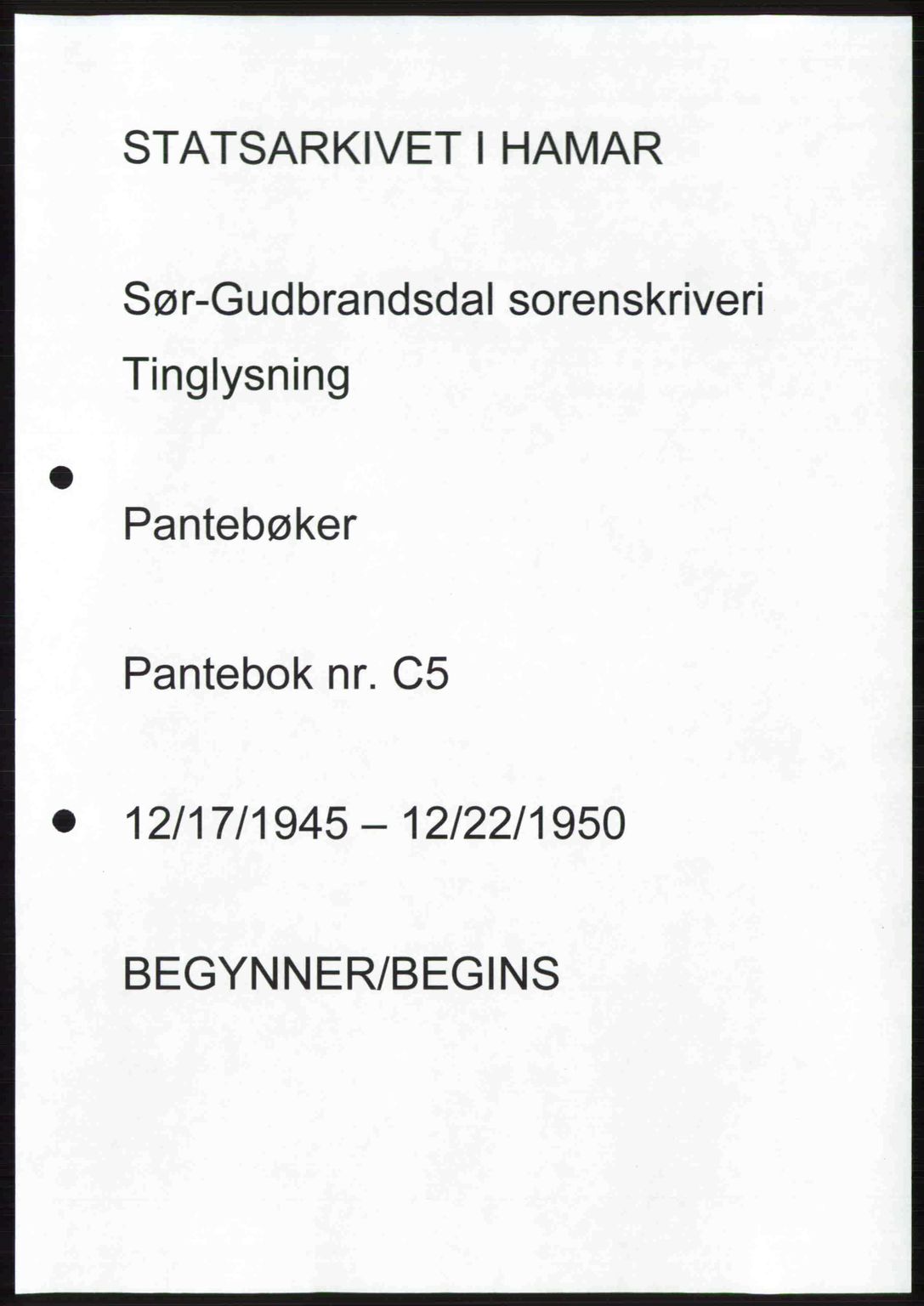 Sør-Gudbrandsdal tingrett, SAH/TING-004/H/Hb/Hbf/L0004: Pantebok nr. C5b, 1945-1951