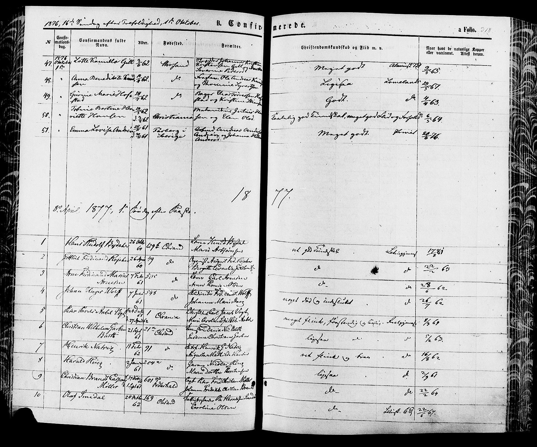 Kristiansand domprosti, AV/SAK-1112-0006/F/Fa/L0015: Ministerialbok nr. A 15, 1867-1880, s. 318