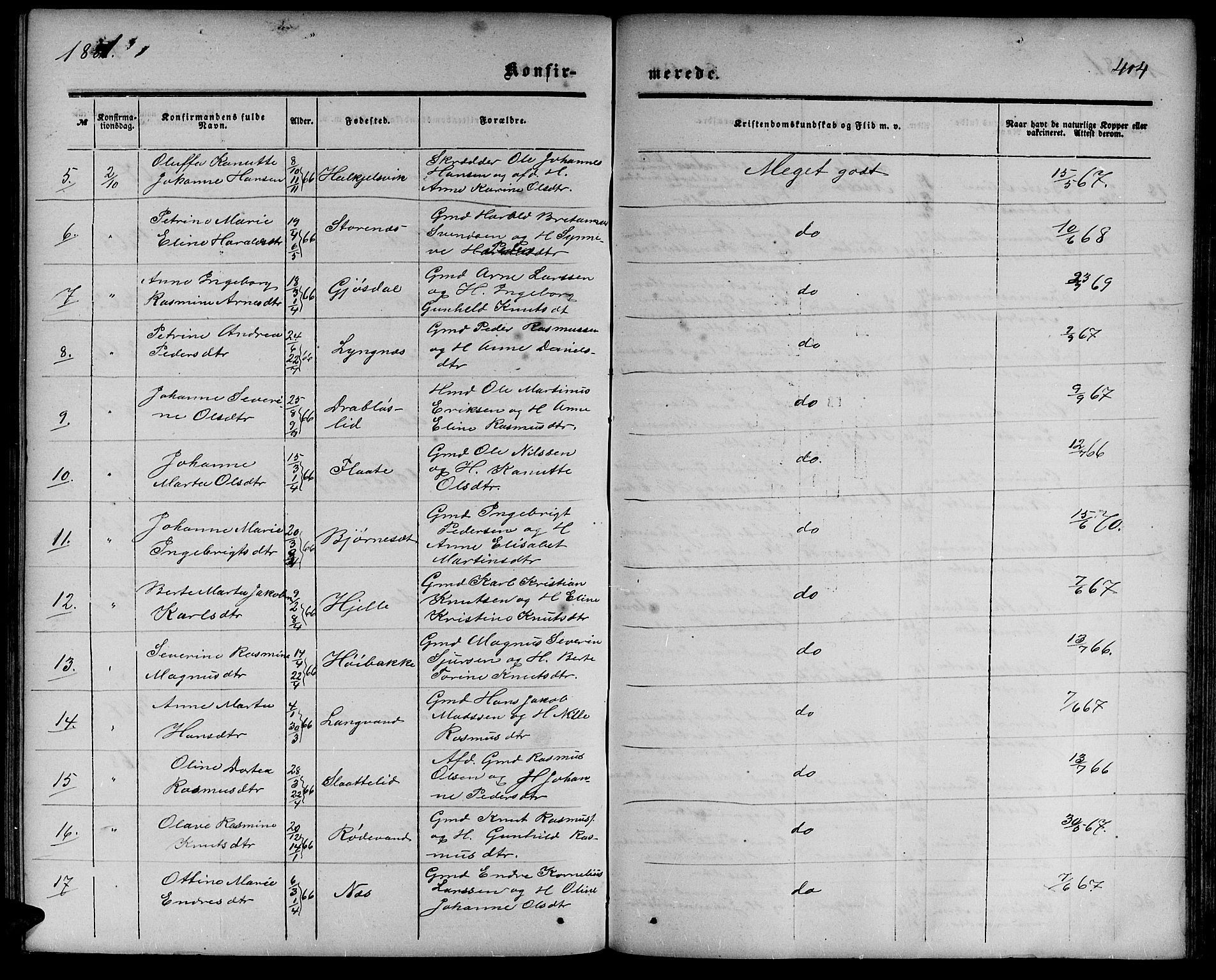 Ministerialprotokoller, klokkerbøker og fødselsregistre - Møre og Romsdal, AV/SAT-A-1454/511/L0157: Klokkerbok nr. 511C03, 1864-1884, s. 404