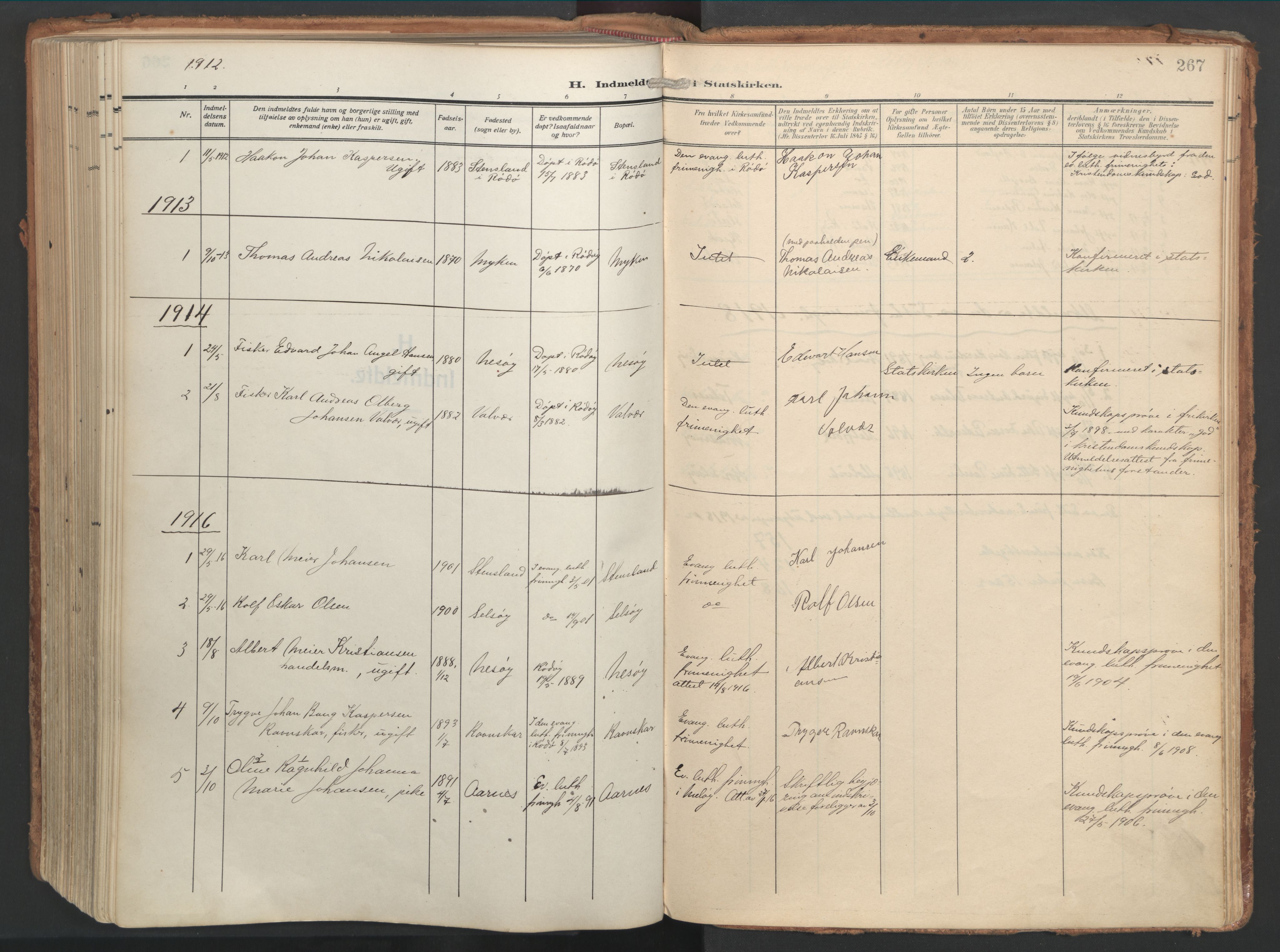 Ministerialprotokoller, klokkerbøker og fødselsregistre - Nordland, AV/SAT-A-1459/841/L0614: Ministerialbok nr. 841A17, 1911-1925, s. 267