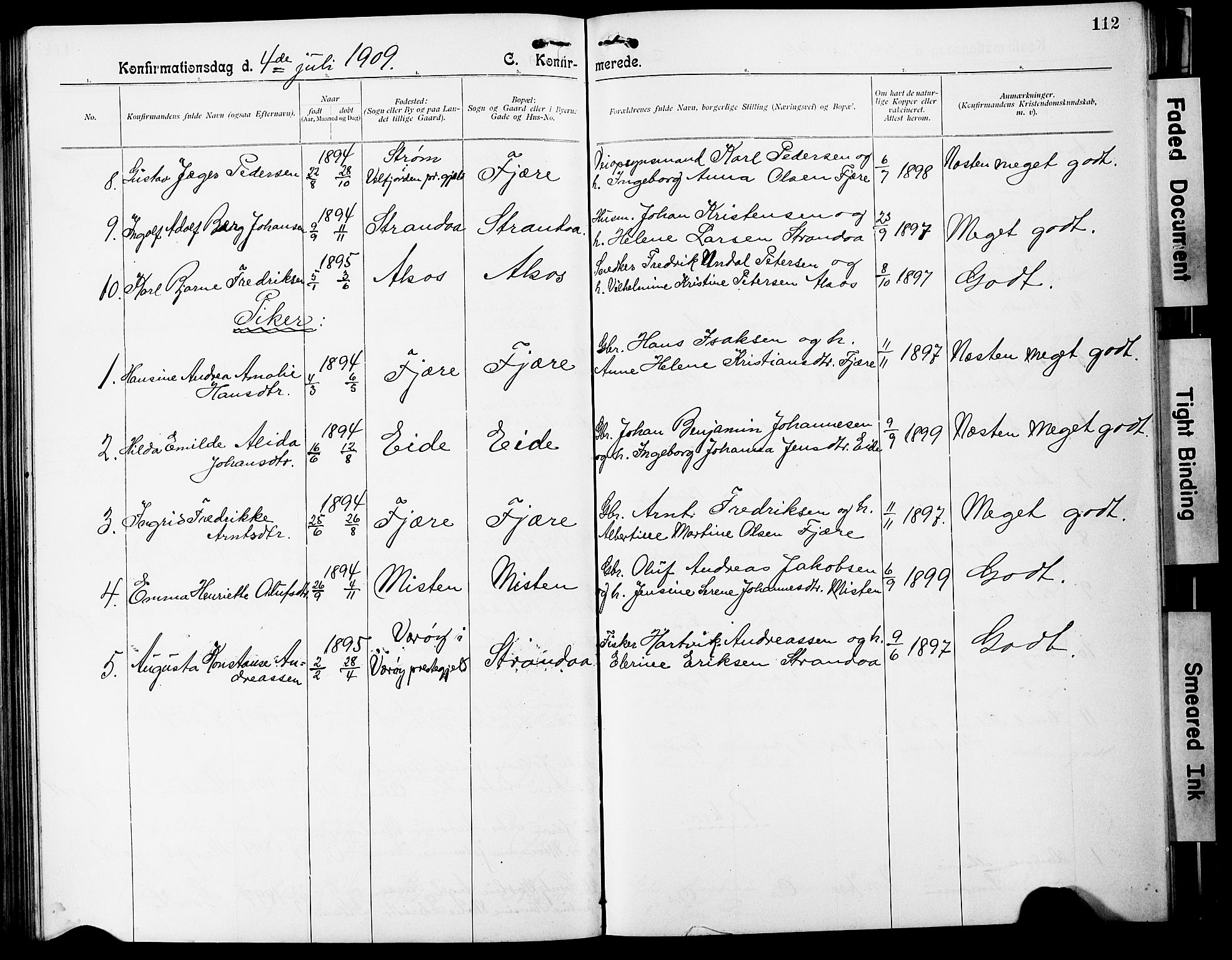 Ministerialprotokoller, klokkerbøker og fødselsregistre - Nordland, AV/SAT-A-1459/803/L0077: Klokkerbok nr. 803C04, 1897-1930, s. 112