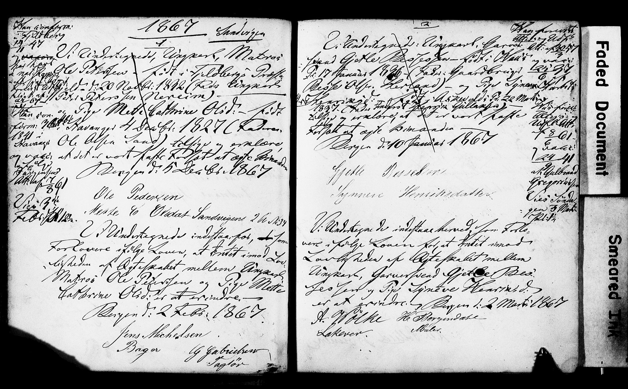 Korskirken sokneprestembete, SAB/A-76101: Forlovererklæringer nr. II.5.3, 1865-1871, s. 55