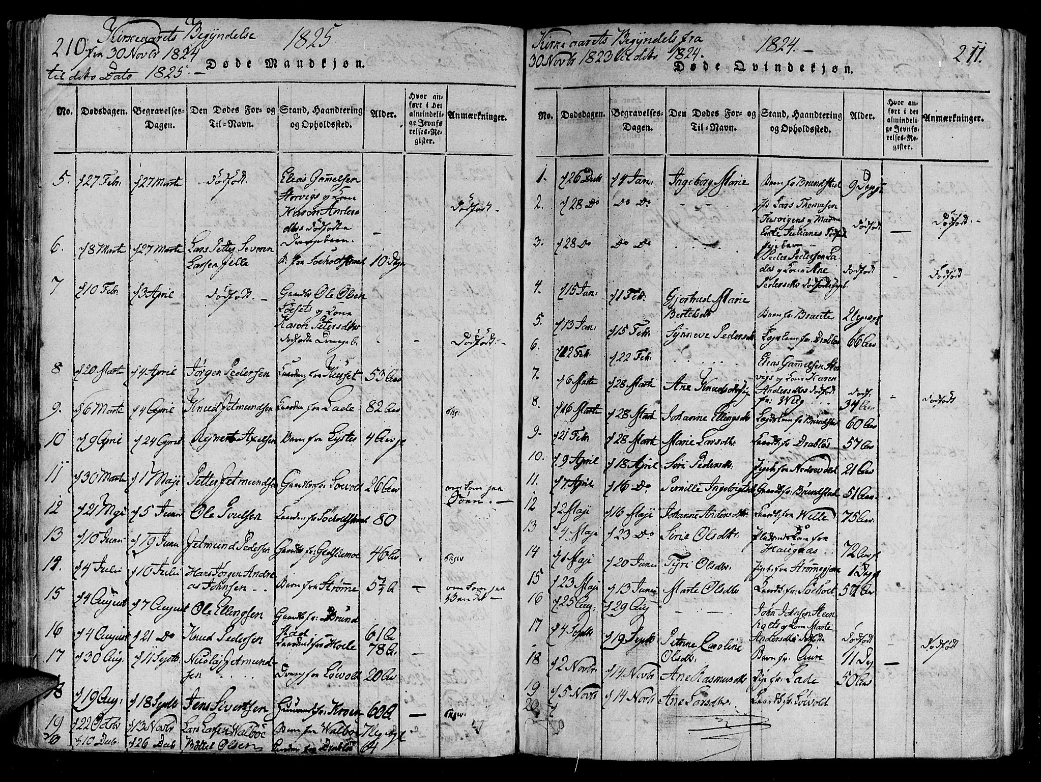 Ministerialprotokoller, klokkerbøker og fødselsregistre - Møre og Romsdal, SAT/A-1454/522/L0310: Ministerialbok nr. 522A05, 1816-1832, s. 210-211