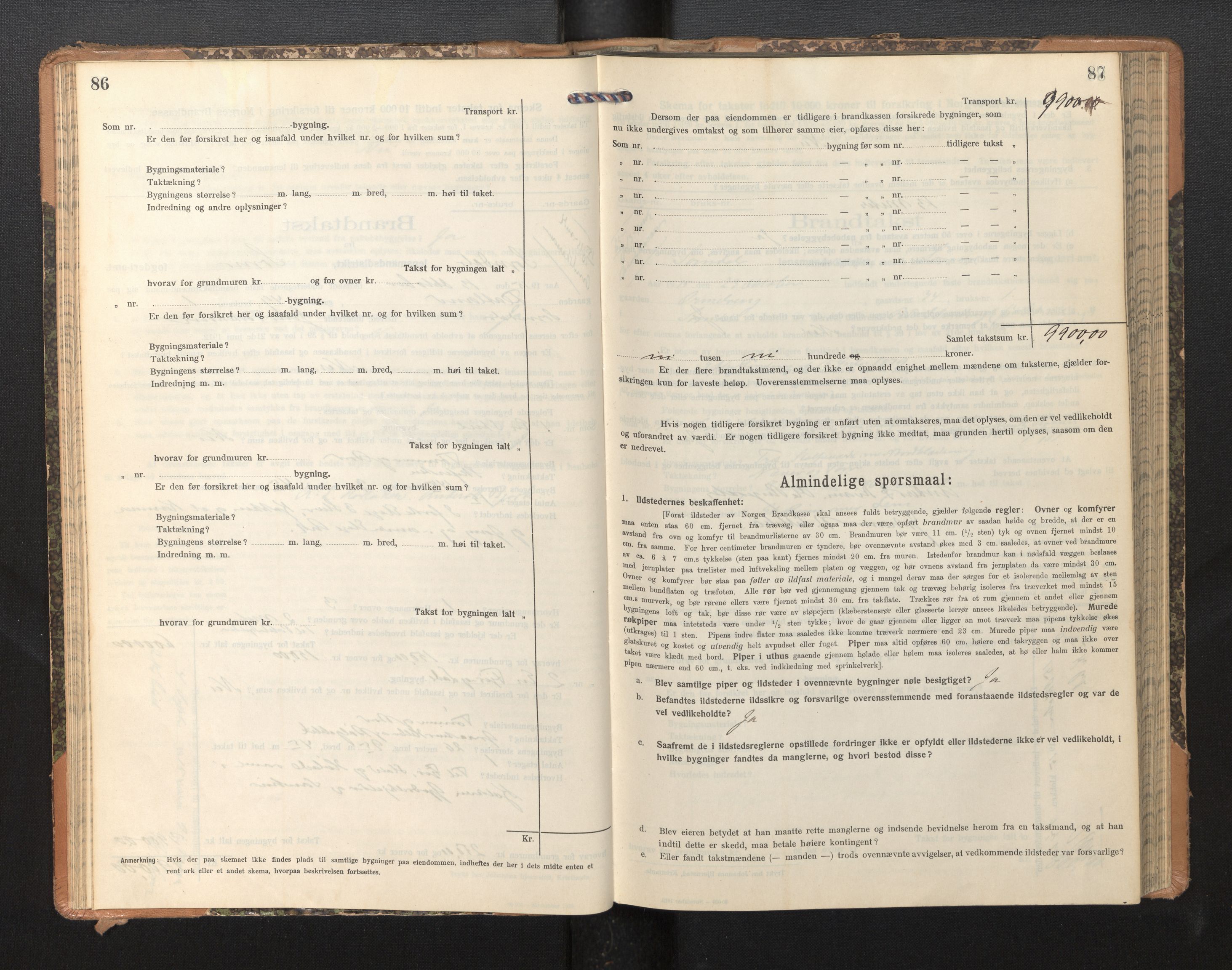 Lensmannen i Sogndal, AV/SAB-A-29901/0012/L0011: Branntakstprotokoll, skjematakst, 1914-1922, s. 86-87