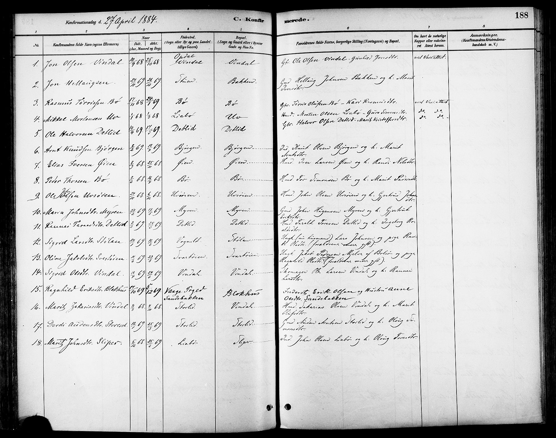 Ministerialprotokoller, klokkerbøker og fødselsregistre - Sør-Trøndelag, SAT/A-1456/678/L0901: Ministerialbok nr. 678A10, 1881-1894, s. 188