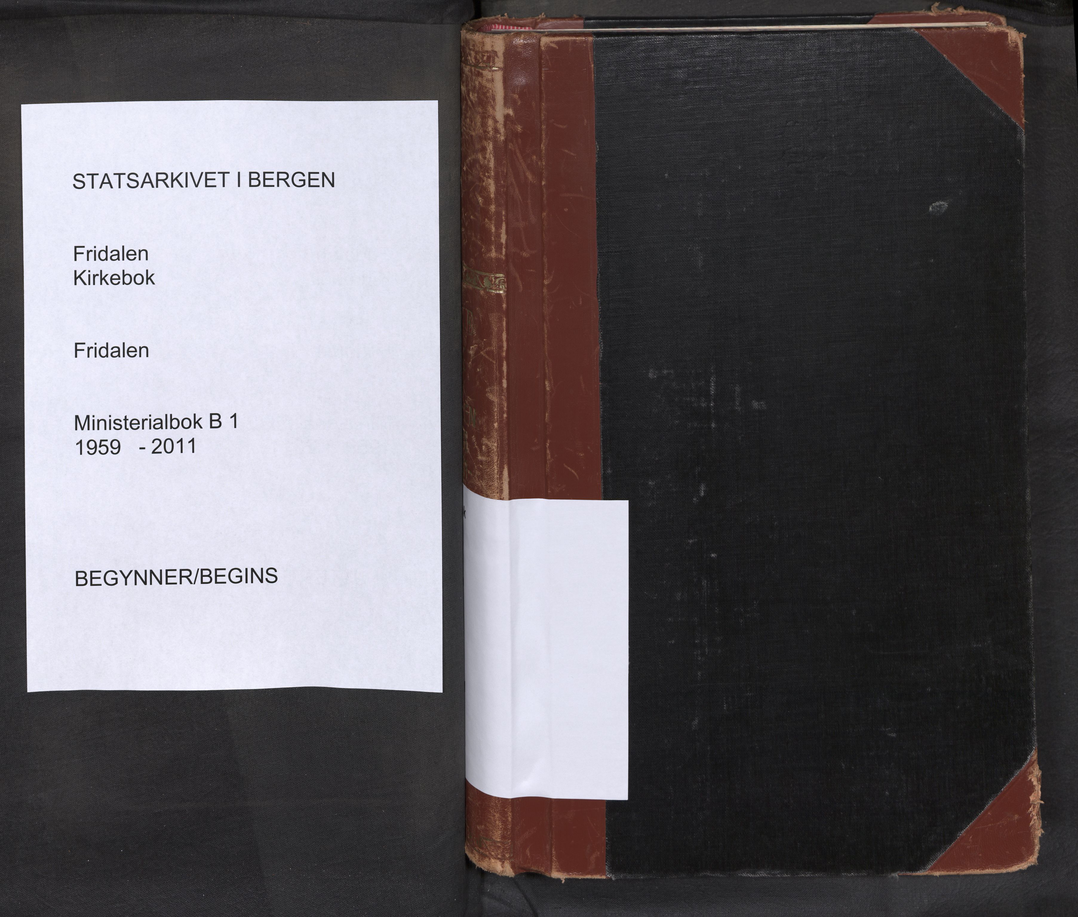 Fridalen sokneprestembete, SAB/A-99933: Ministerialbok nr. B 1, 1959-2011