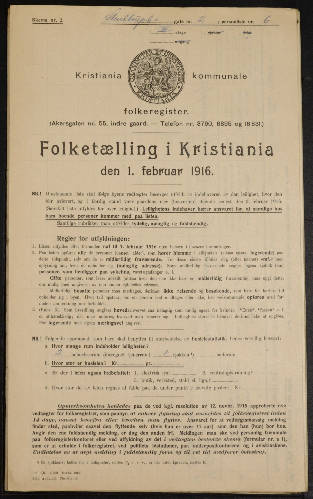 OBA, Kommunal folketelling 1.2.1916 for Kristiania, 1916, s. 103519