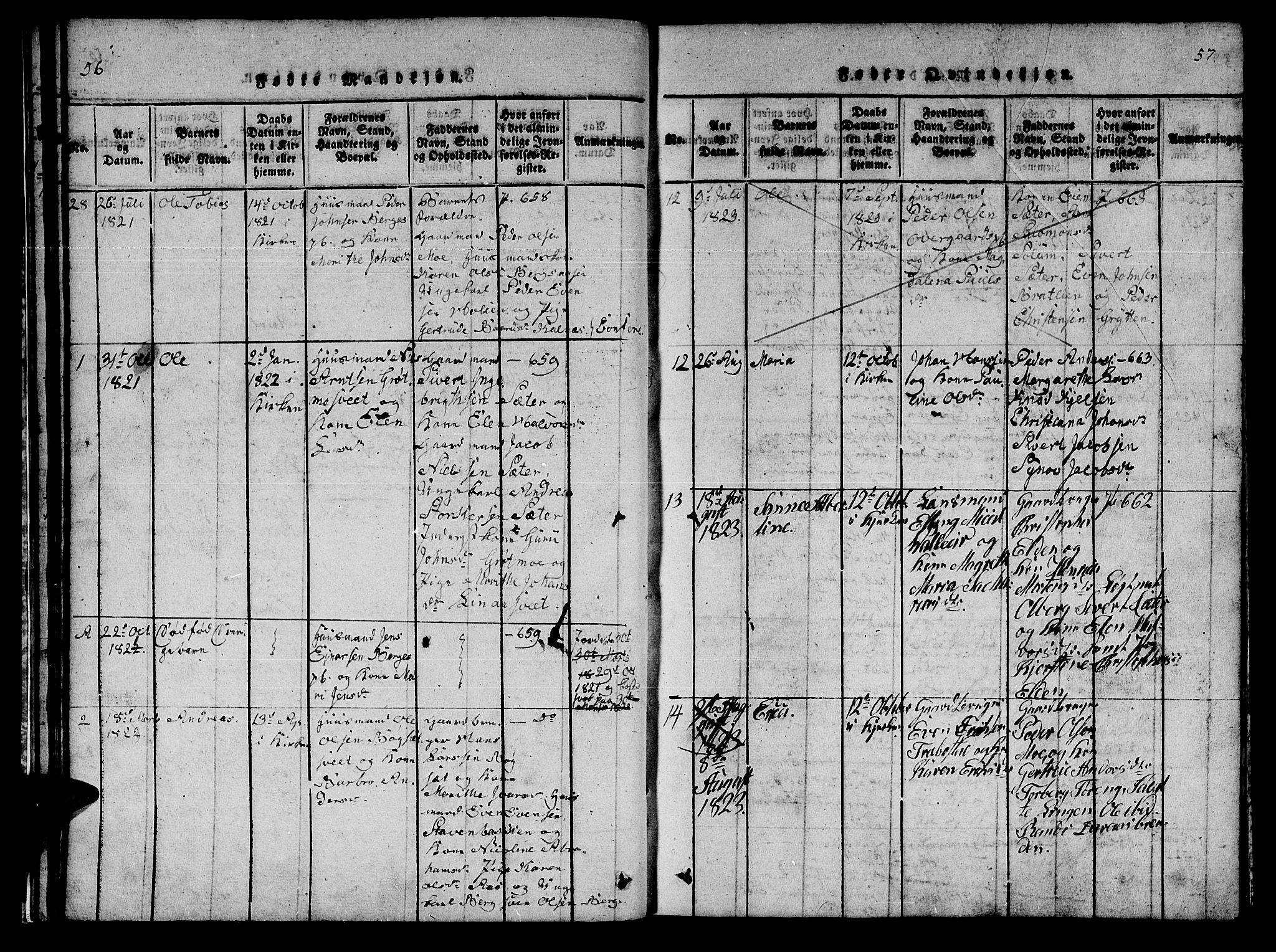 Ministerialprotokoller, klokkerbøker og fødselsregistre - Nord-Trøndelag, SAT/A-1458/742/L0411: Klokkerbok nr. 742C02, 1817-1825, s. 56-57