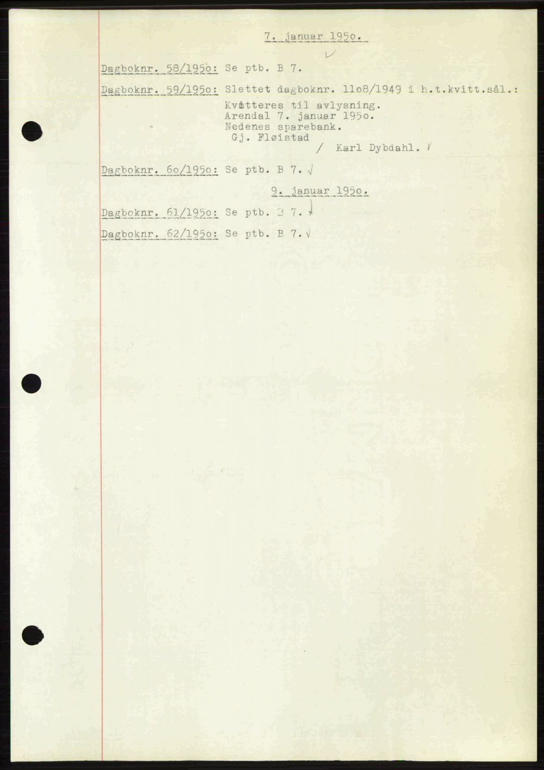 Nedenes sorenskriveri, SAK/1221-0006/G/Gb/Gba/L0062: Pantebok nr. A14, 1949-1950, Dagboknr: 58/1950