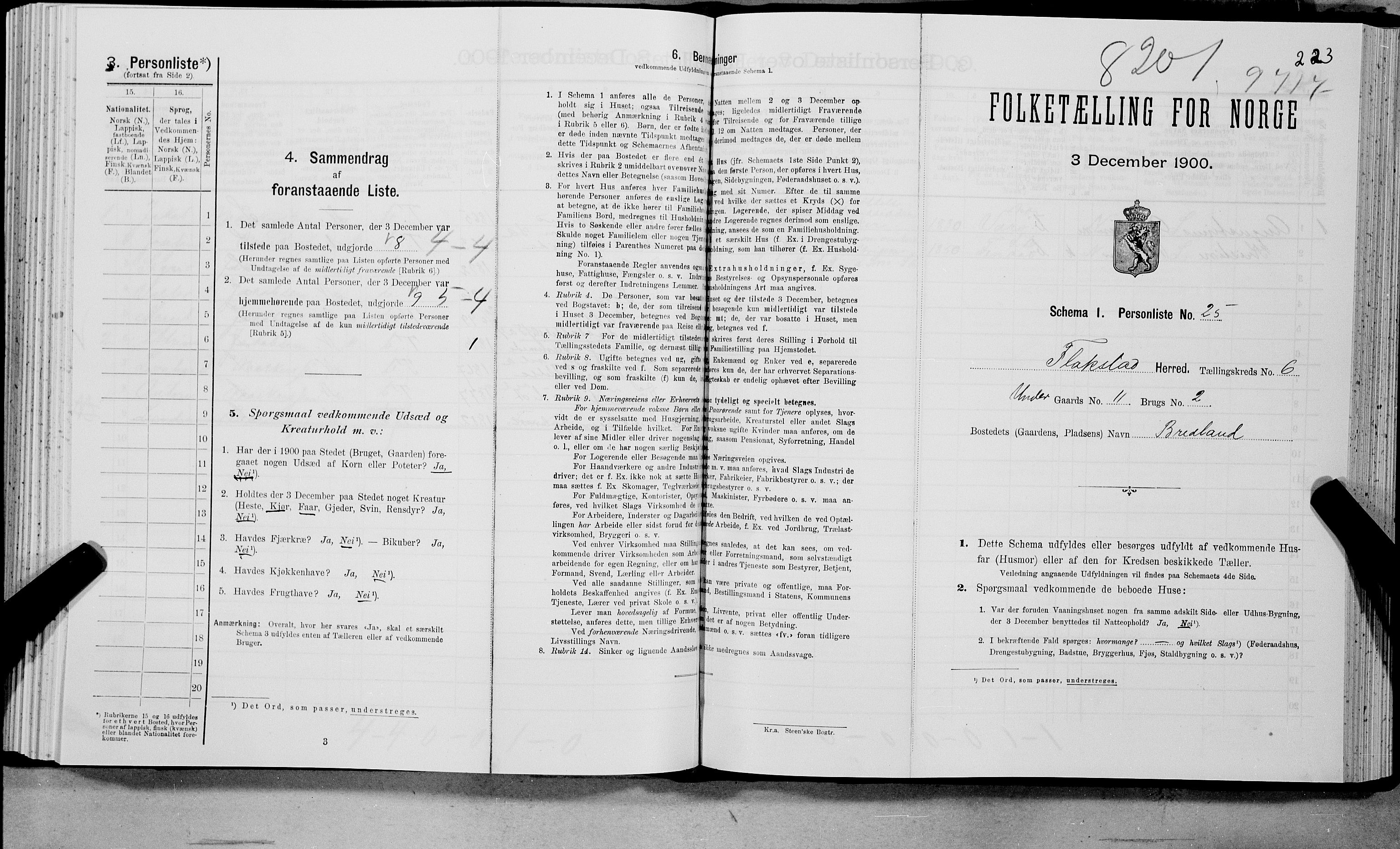 SAT, Folketelling 1900 for 1859 Flakstad herred, 1900, s. 713