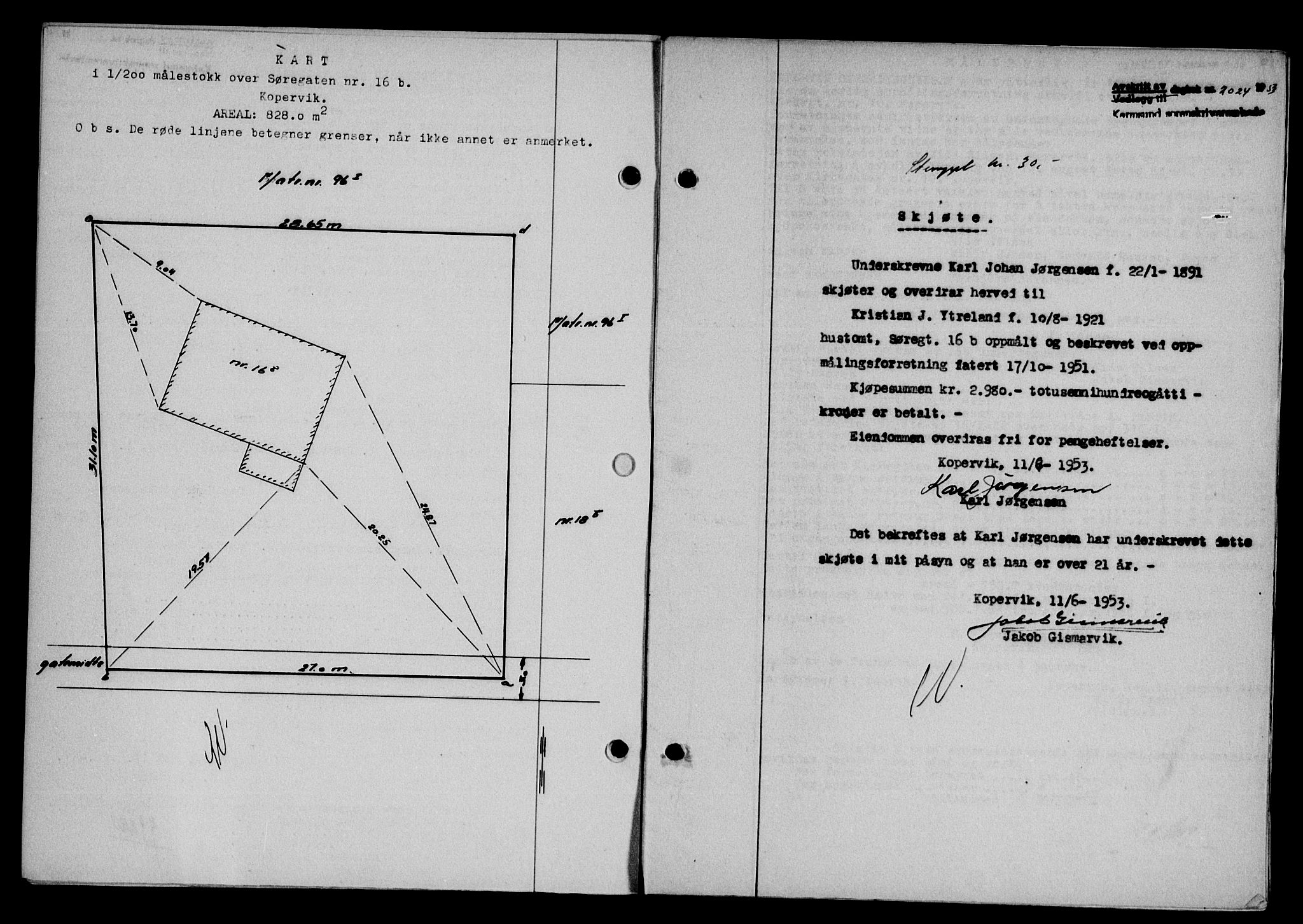 Karmsund sorenskriveri, SAST/A-100311/01/II/IIB/L0109: Pantebok nr. 89A, 1953-1953, Dagboknr: 2024/1953