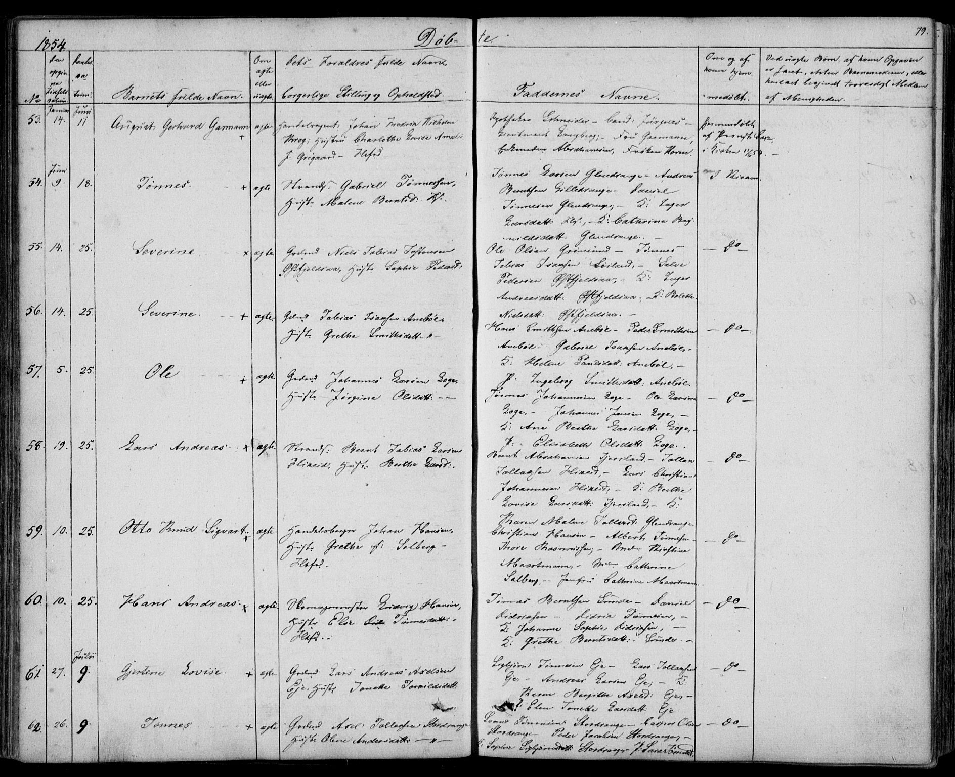 Flekkefjord sokneprestkontor, AV/SAK-1111-0012/F/Fb/Fbc/L0005: Klokkerbok nr. B 5, 1846-1866, s. 79