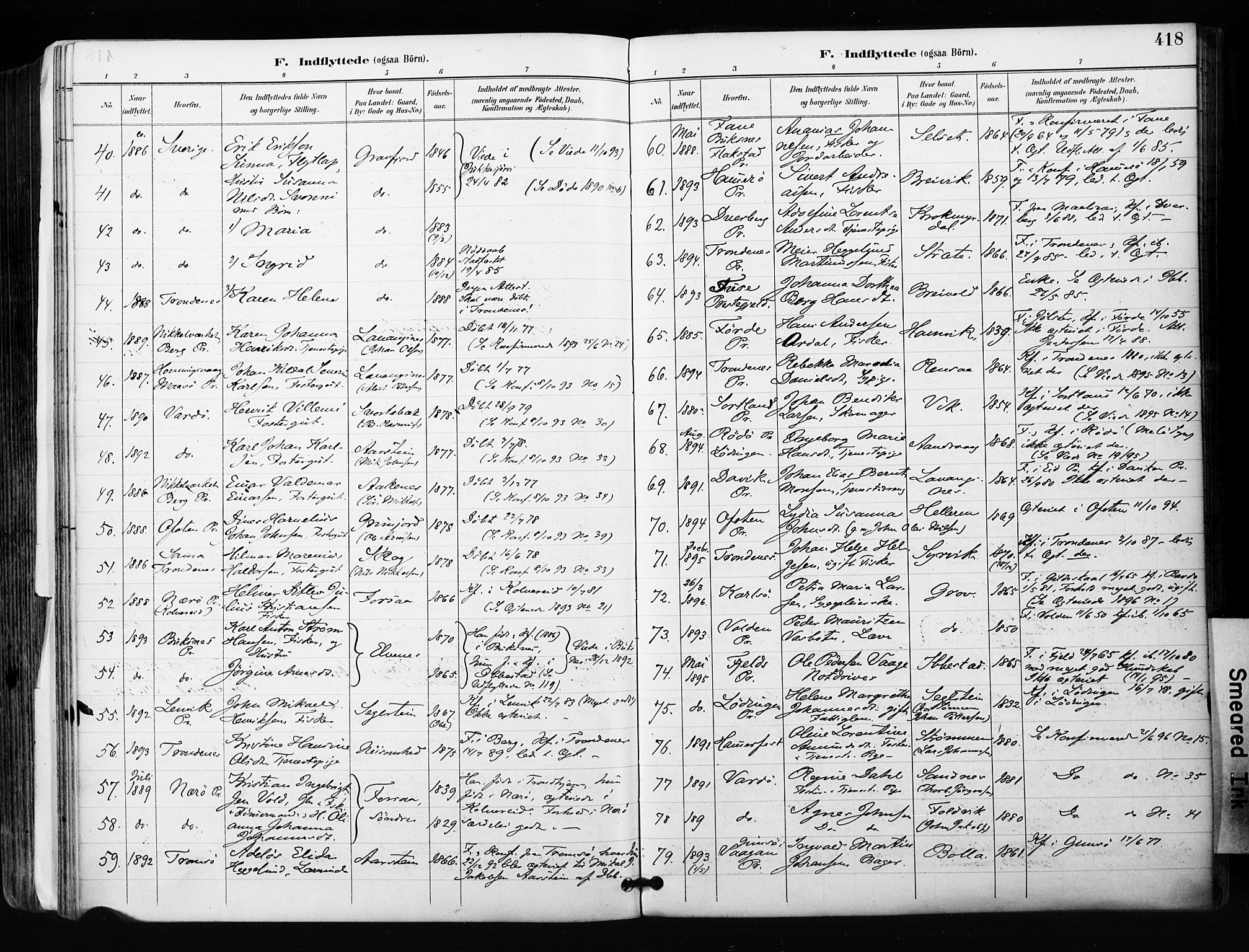 Ibestad sokneprestembete, AV/SATØ-S-0077/H/Ha/Haa/L0012kirke: Ministerialbok nr. 12, 1890-1900, s. 418