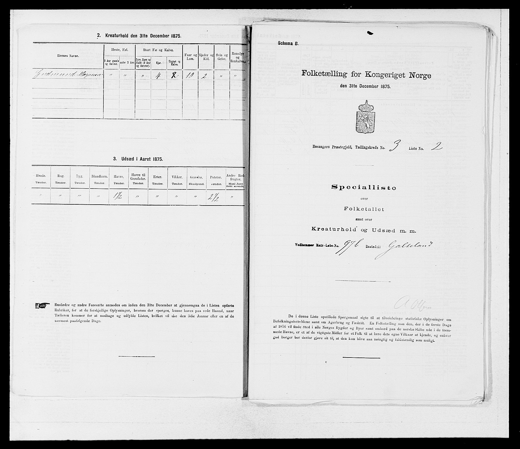 SAB, Folketelling 1875 for 1253P Hosanger prestegjeld, 1875, s. 277